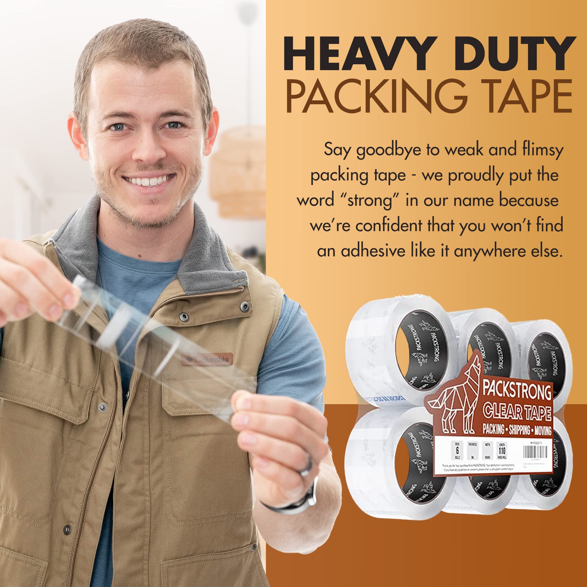 Industrial Grade Clear Packing Tape 36 Rolls - 110 Yards per Roll, 2