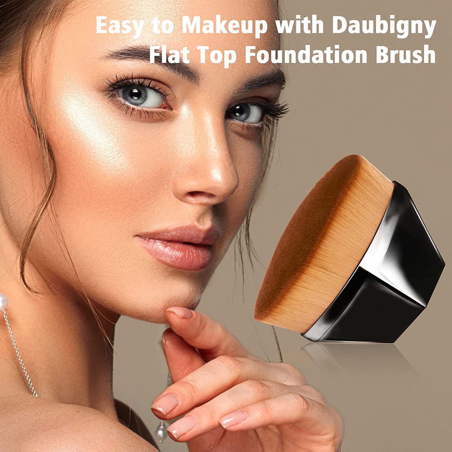 Professional Flat Top Kabuki Makeup Brush - Hexagon Handle for Liquid & Powder Foundation, Blush, and Blending | Perfect for Everyday Makeup, Contouring, and Flawless Finish