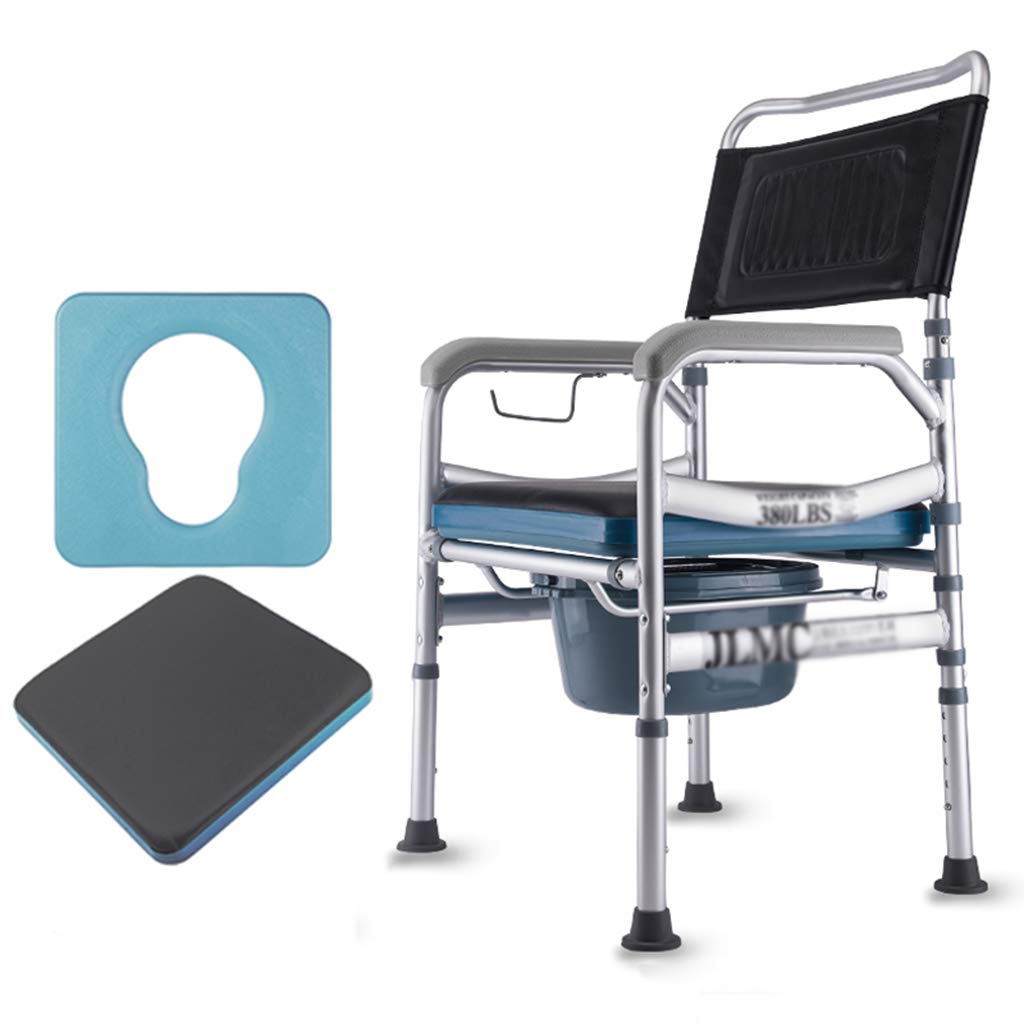 Adjustable Height Medical Commode Chair with Padded Seat & Safety Rails - Folding Bedside Toilet Shower Chair for Elderly, Disabled & Pregnant Women | Home Care, Post-Surgery Recovery & Bathroom Safety Aid