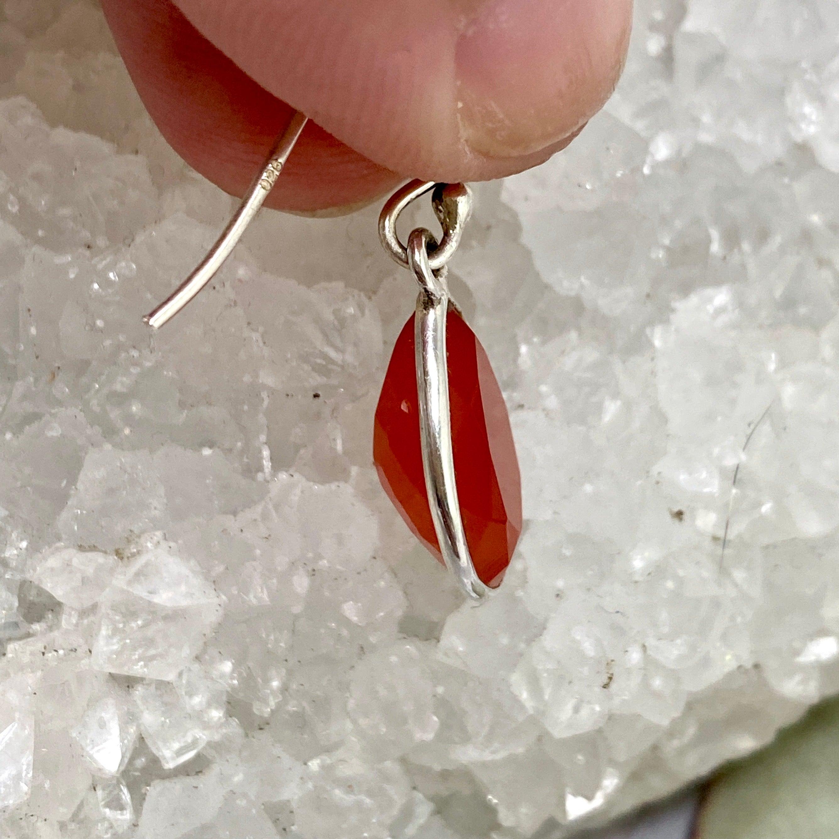 Natural Carnelian Teardrop Faceted Earrings for Women – Handmade Gemstone Jewelry – Elegant Dangle Earrings for Parties, Weddings & Special Occasions