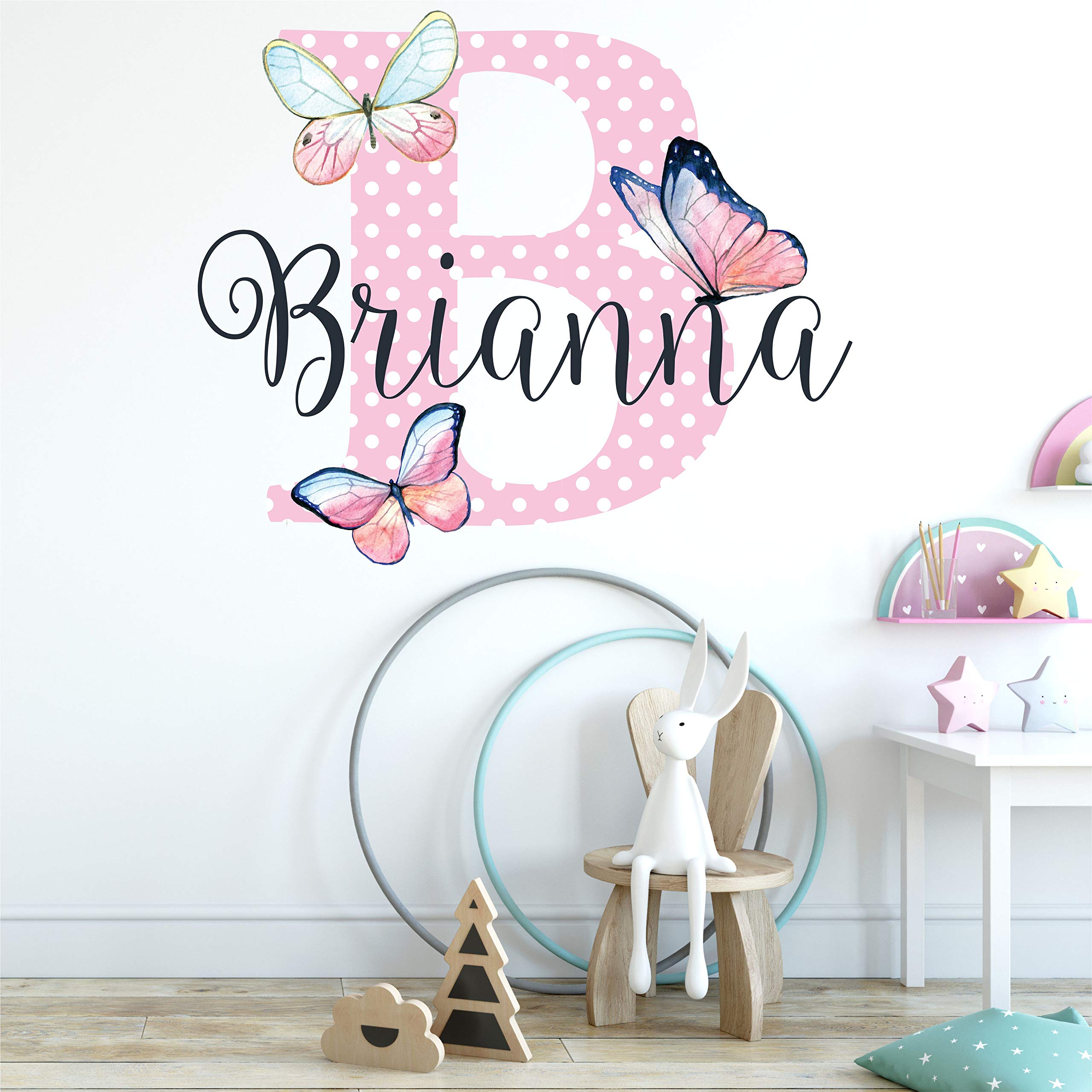 Custom Pink & White Polka Dot Butterfly Wall Decal - Nursery Decor for Girls
