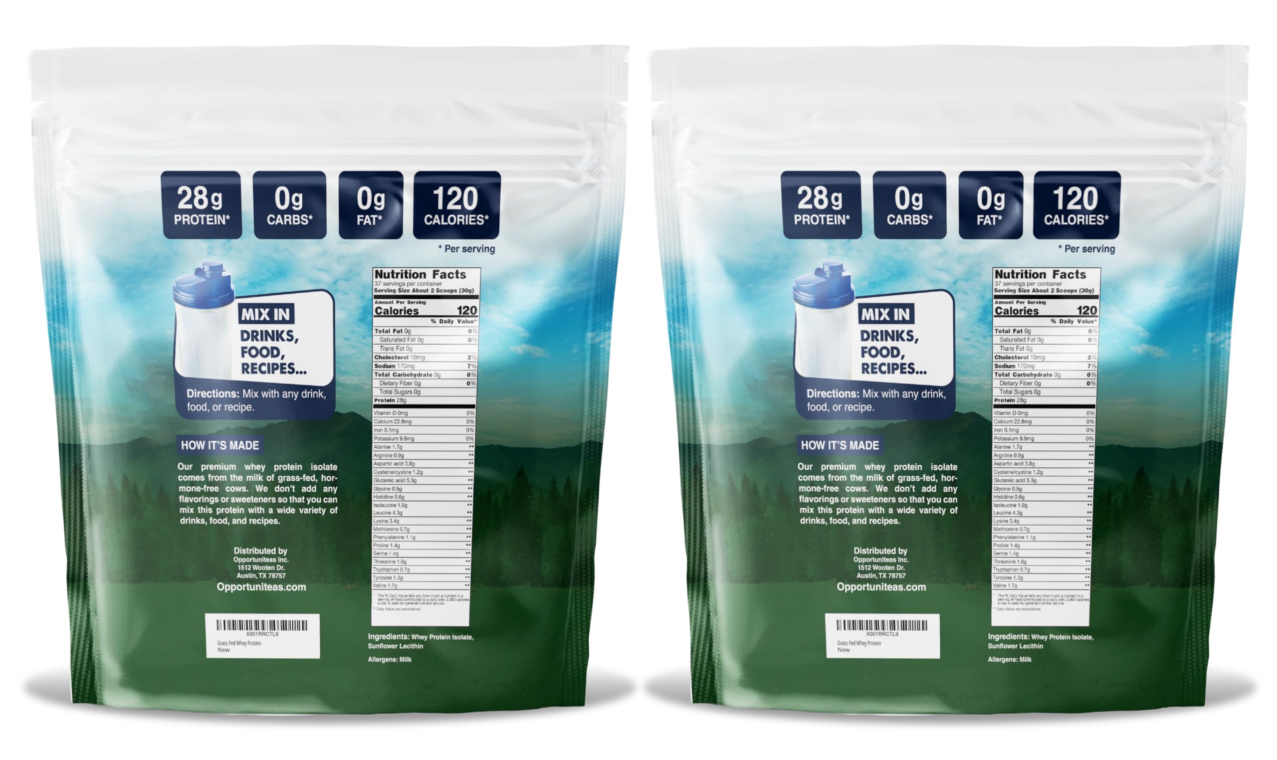 Grass Fed Whey Isolate Protein Powder - Unflavored 28g Protein Per Serving, No Artificial Sweeteners, Hormone-Free, Non-GMO, 5lb for Muscle Recovery & Post-Workout Nutrition
