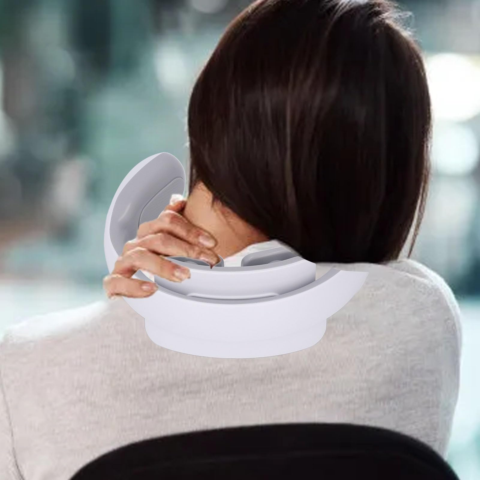 Electric Neck Massager with 4 Kneading Heads - Adjustable & Portable Cervical Vertebra Massager for Shoulder & Back Pain Relief - Perfect for Office, Travel & Home Use