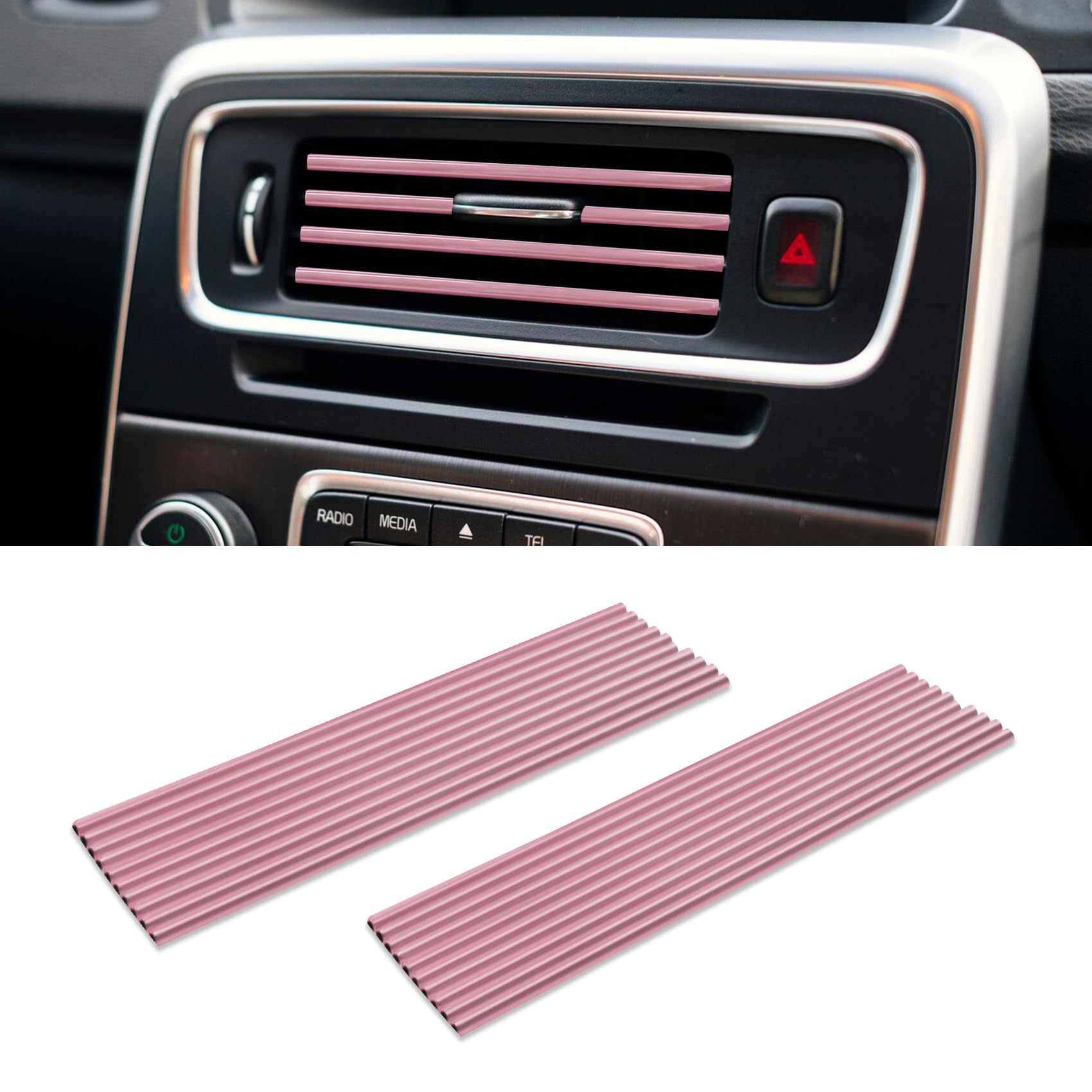 20Pcs Universal Car Air Vent Decorative Strips - Waterproof Bendable DIY Chrome PVC Auto Vent Outlet Trim, Shiny Interior Accessories for Straight Vents | Perfect for Car Customization & Interior Styling