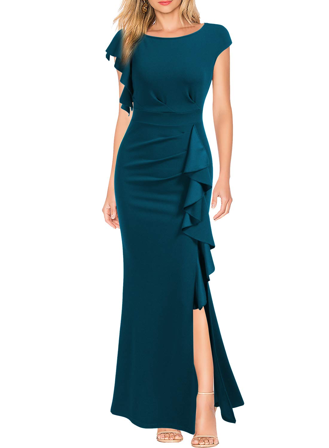 WOOSEA Women's Sexy Split Bodycon Mermaid Evening Cocktail Long Dress - Perfect for Night Out, Party, Prom, Wedding Guest & Special Occasions