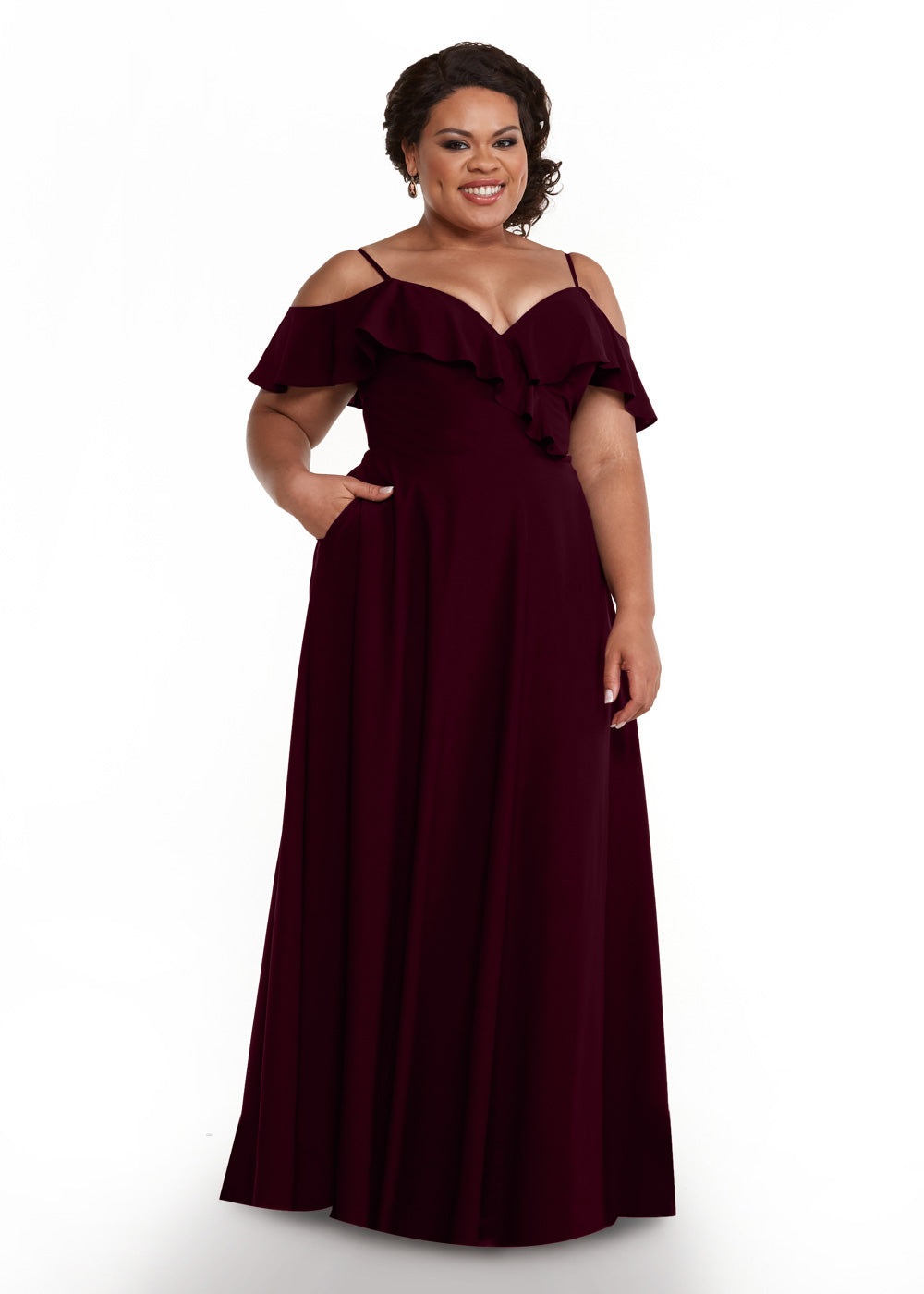 Elegant Off Shoulder Ruffled Chiffon Bridesmaid Dress - Perfect for Weddings, Prom, and Formal Events
