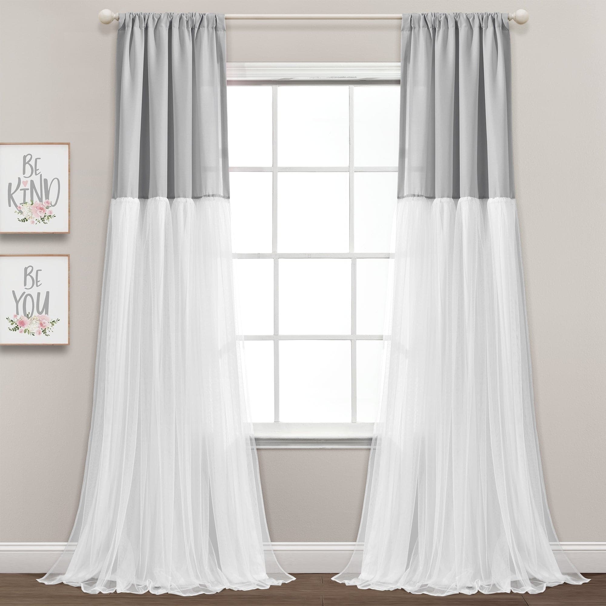 Elegant Tulle Skirt Colorblock Window Curtain Panel Set - Sheer & Stylish Room Decor for Living Room, Bedroom, Wedding