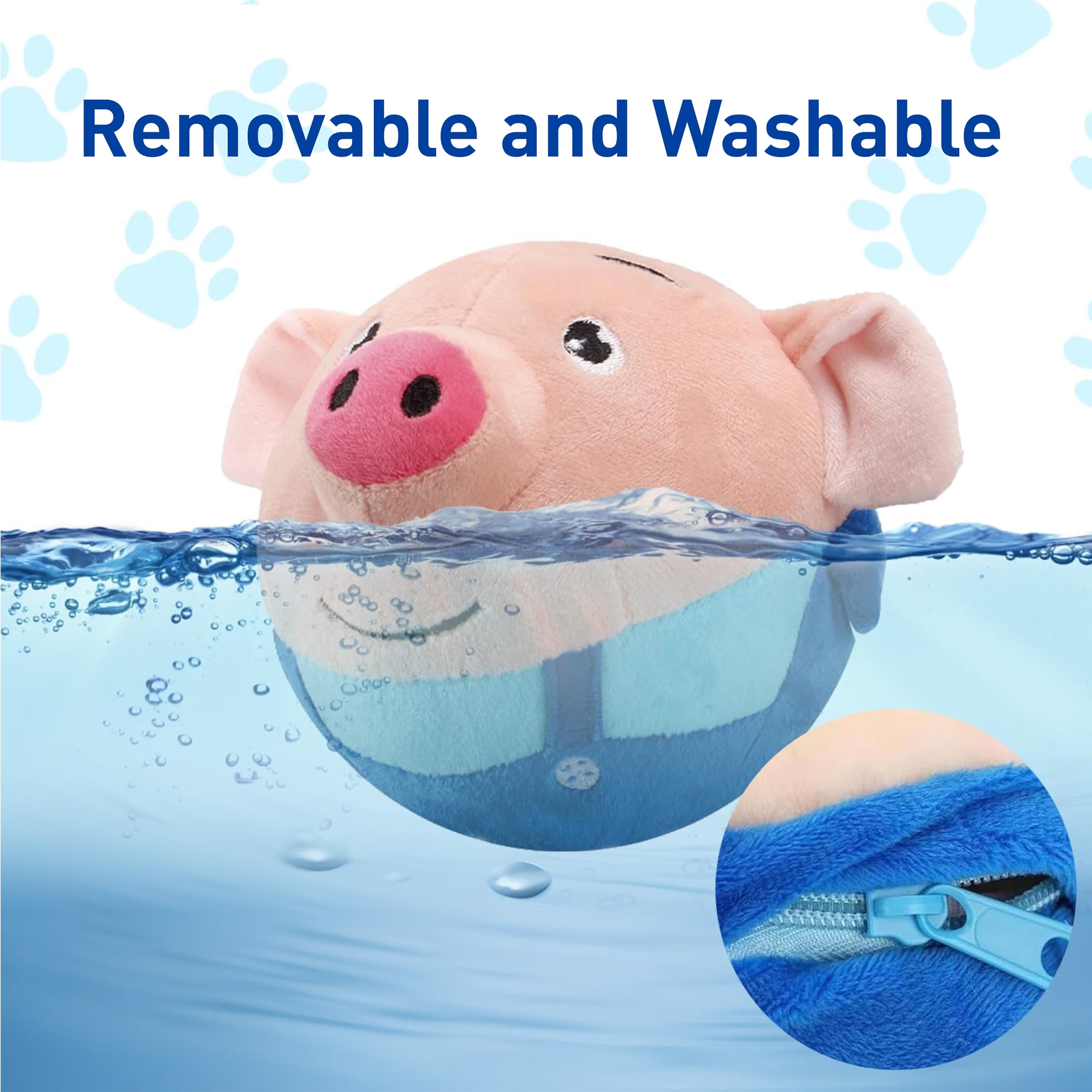 Interactive Squeaky Moving Dog Toy - Electronic Plush Pig Ball with Sound, Active Pet Toy for Playtime, Washable & Durable Chew Toy (Blue) - Perfect for Indoor Play, Training, and Keeping Dogs Entertained