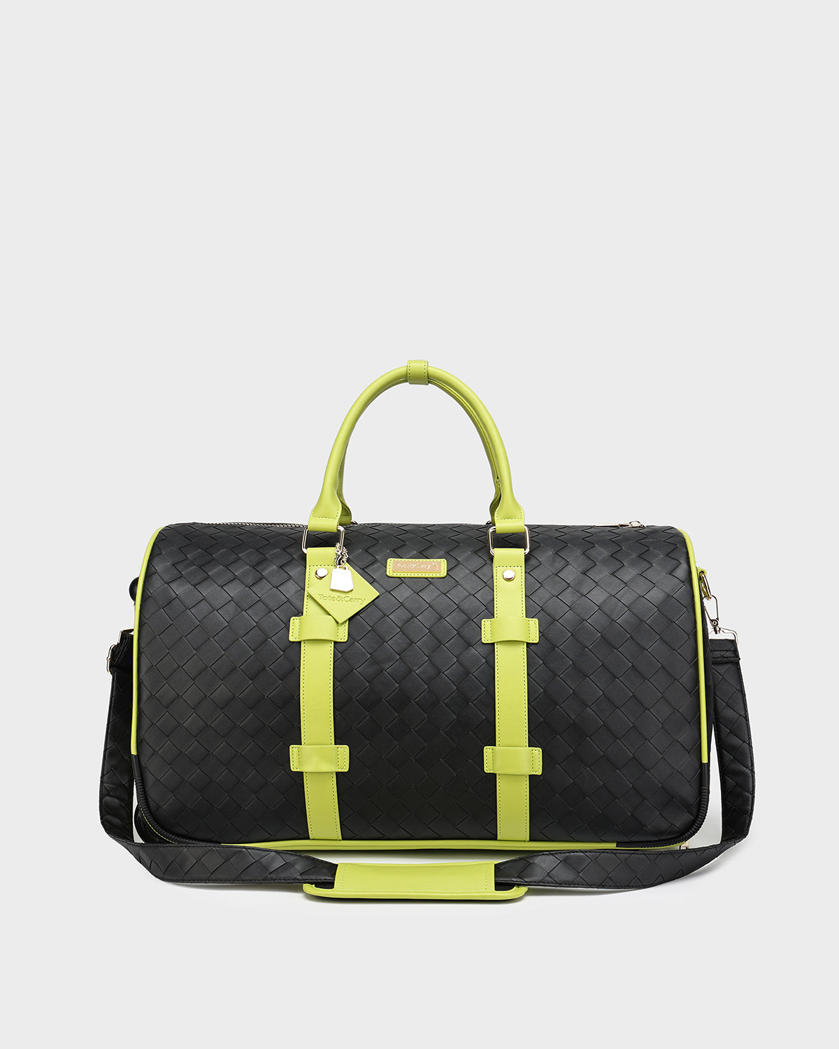 Bodega Rolling Duffle Bag - Black & Slyme Waterproof Travel Luggage for Gym, Sports, Weekend Getaways & Business Trips