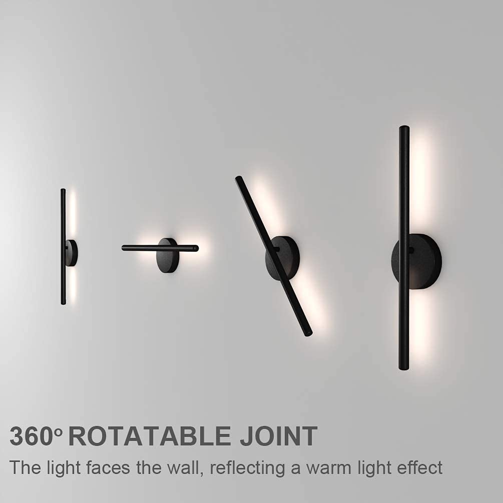 Modern Black Wall Sconce LED Light Fixture - Sleek Contemporary Black Wall Light for Living Room, Bedroom, Hallway & Entryway Lighting