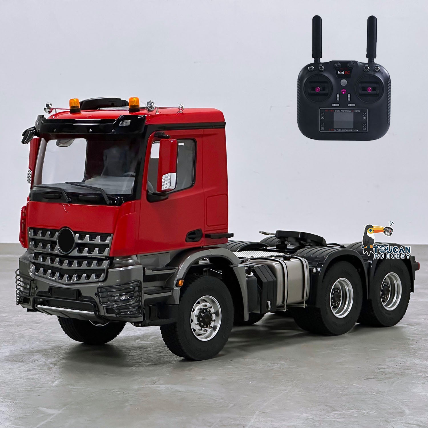 1/14 Scale 6x6 RC Tractor Truck Model - 10CH Radio Controlled, 2-Speed Brush Motor ESC, No Lock Differential Axle - Off-Road Adventure & Construction Site Play