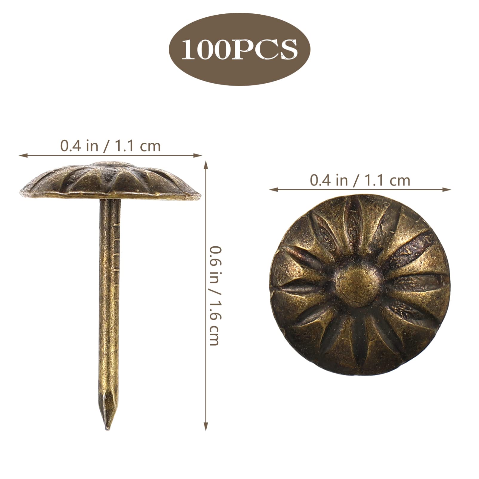 MAGICLULU 100 Pcs Decorative Upholstery Nails - Furniture Tacks & Nailhead Trim for Sofa, Chair, Headboard - Perfect for DIY Home Decor & Furniture Restoration Projects