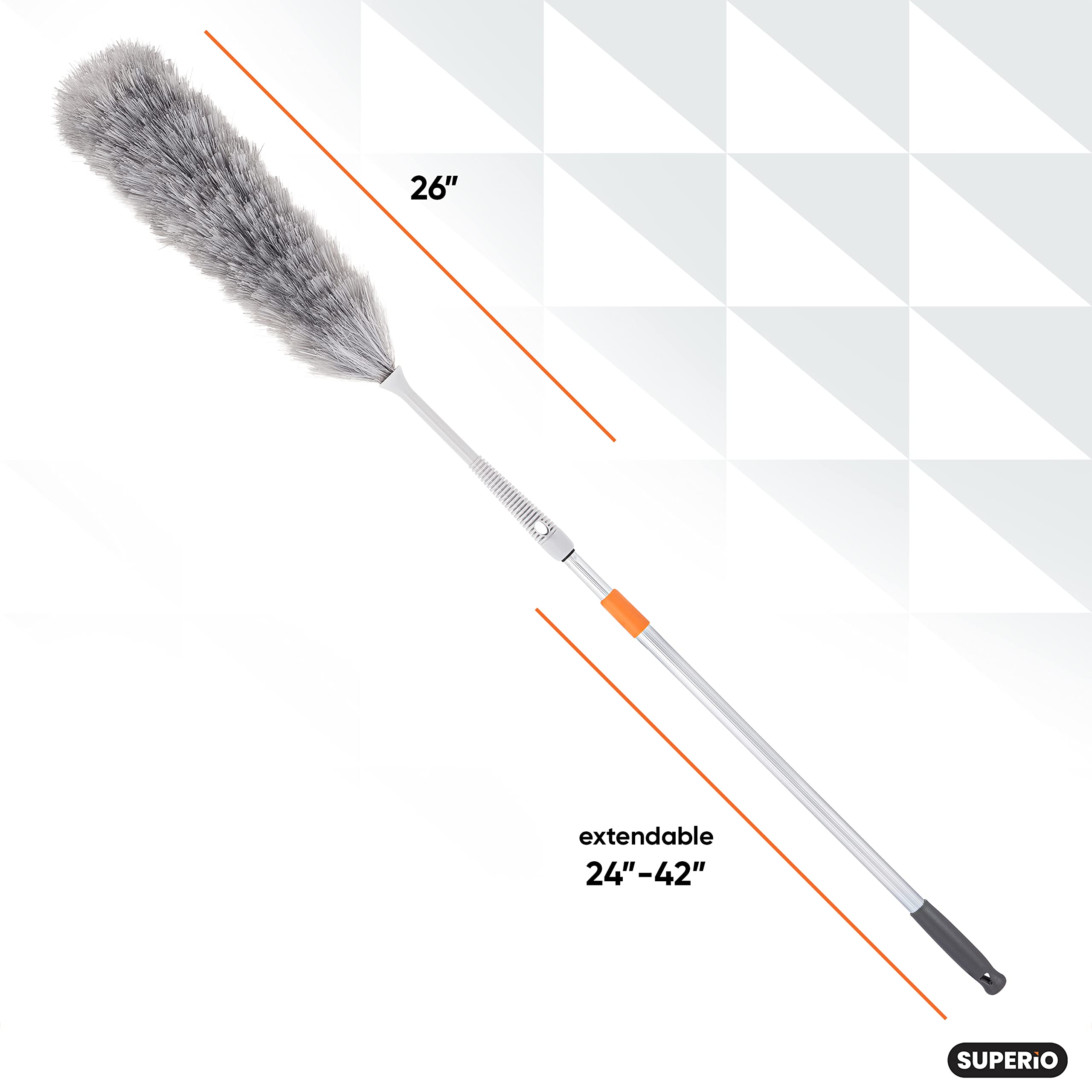 Superio Extendable Duster with Aluminum Handle for Home Cleaning - Dusting Ceilings & Fans