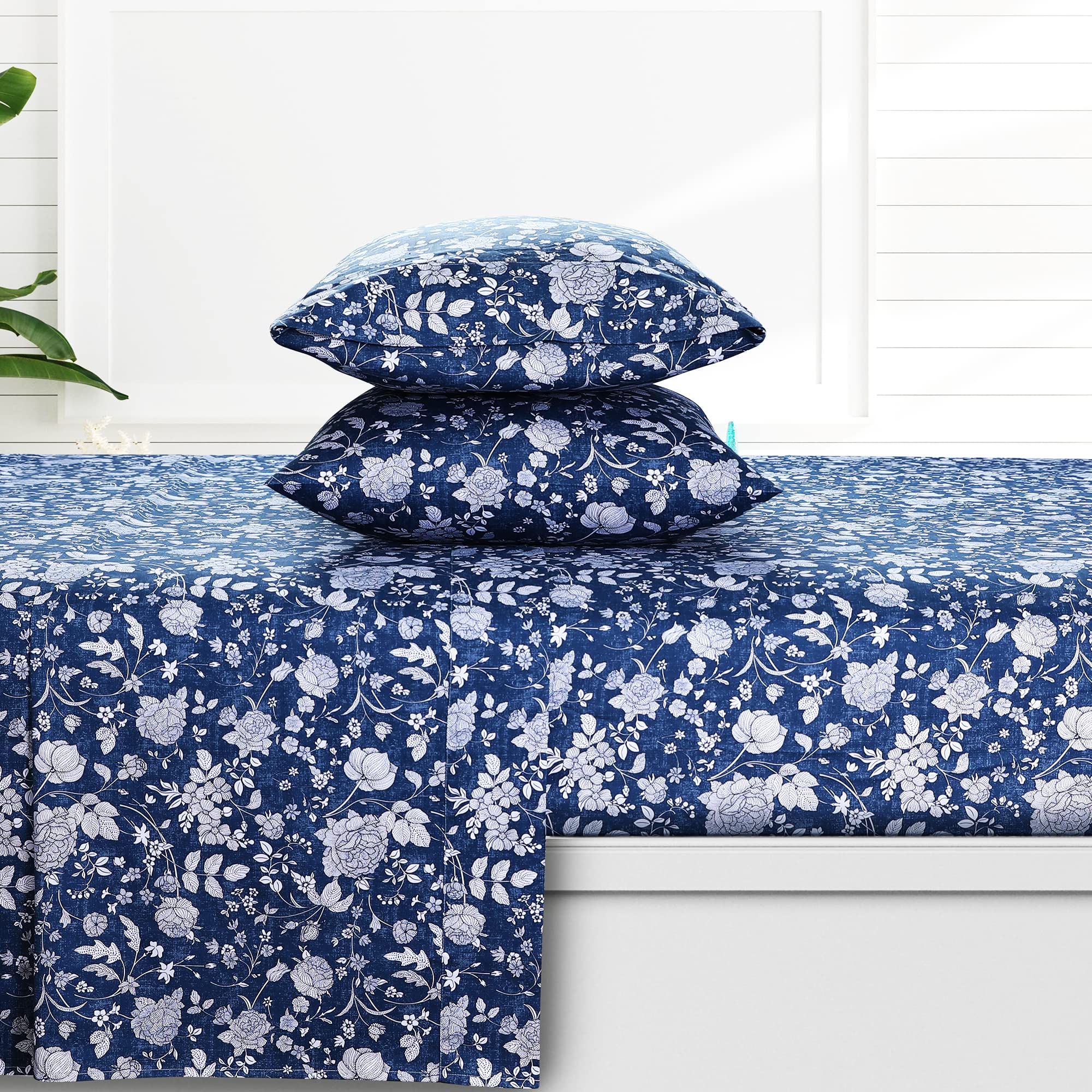 Azores 300 Thread Count Organic Cotton Deep Pocket Bed Sheet Set - Twin XL, Fits Mattress up to 19