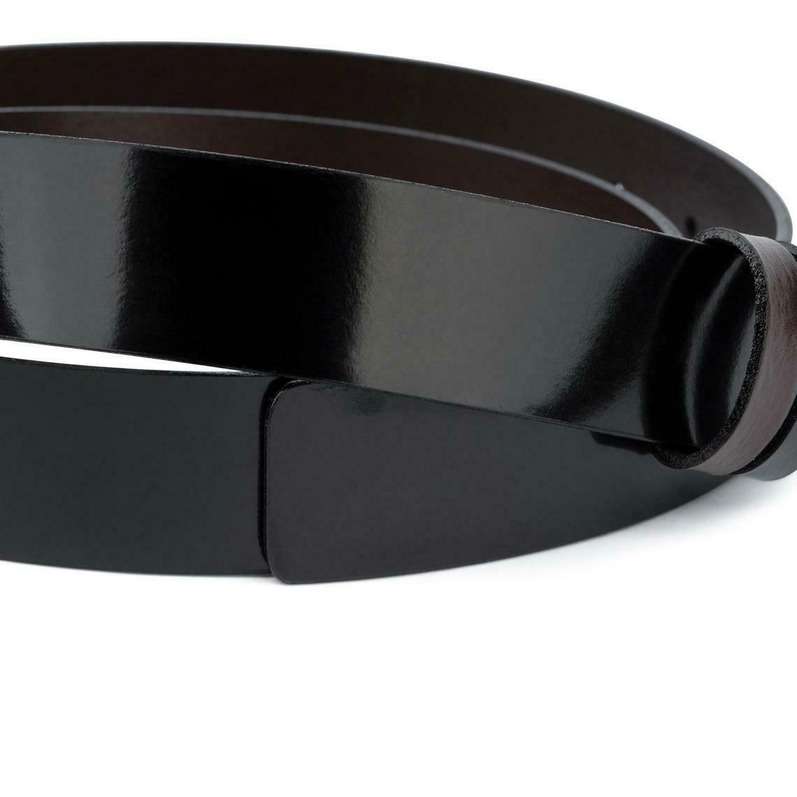 Black & Brown Patent Leather Reversible Belt for Men - Fits 35mm Cartier Buckles | Formal & Casual Wear | Office & Wedding Accessory