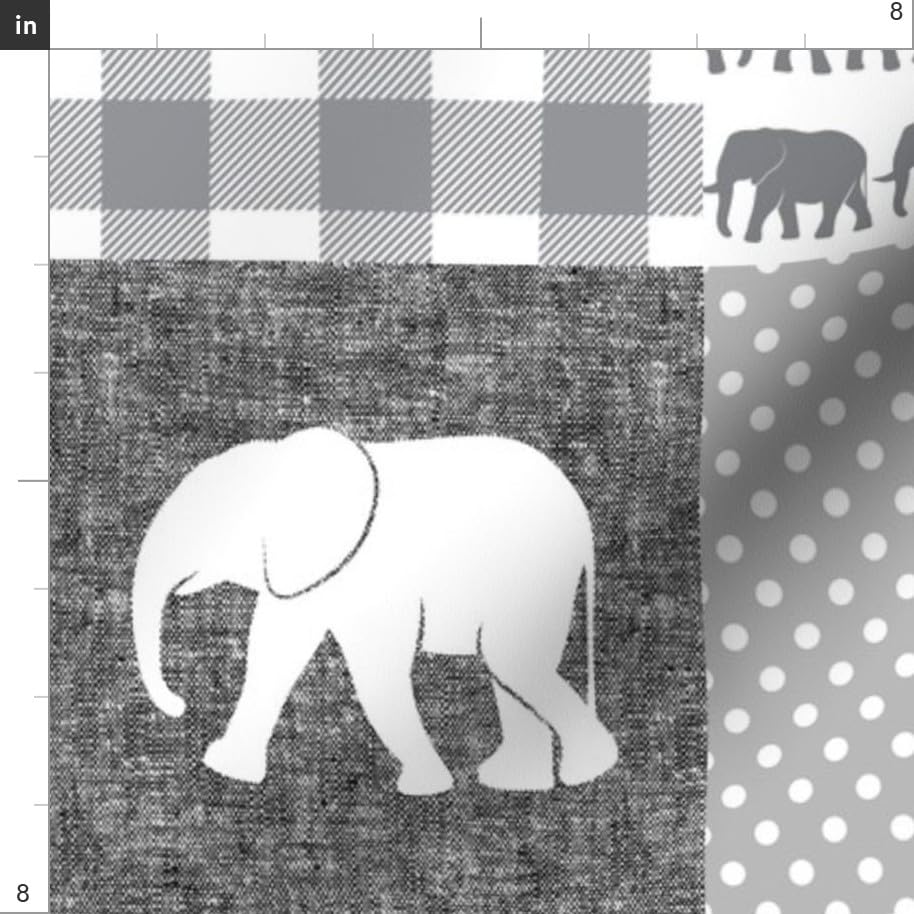 Elephant Print Minky Fabric by The Yard - Soft Plush Gray & White Cheater Quilt Top for Baby Blankets, Quilt Backing & Sewing Projects | Perfect for Nursery Decor, DIY Patchwork & Cozy Home Textiles
