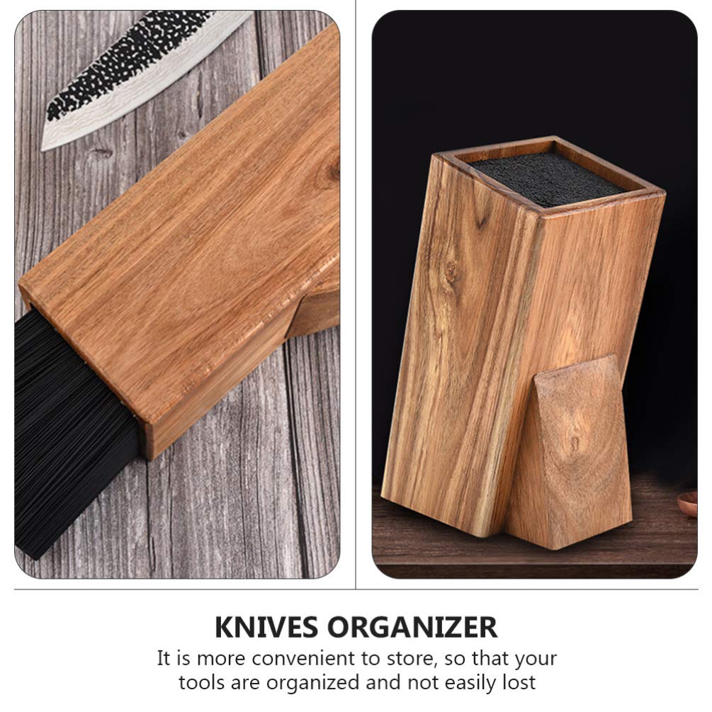 DOITOOL Universal Wooden Kitchen Slot Holder - Small Block Storage Rack & Organizer Stand for Spices, Utensils, and Kitchen Tools | Perfect for Countertop Organization in Home & Restaurant Kitchens