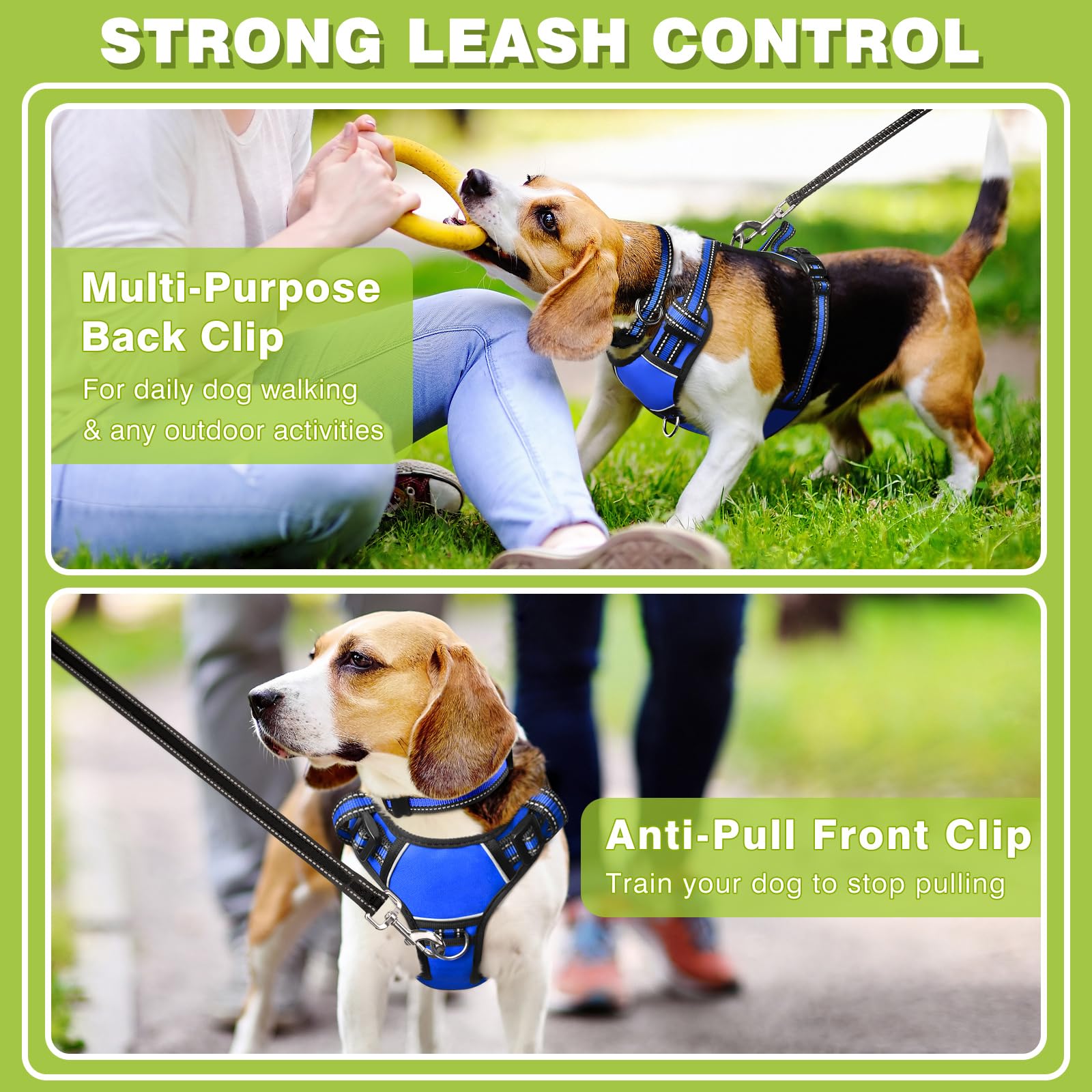WINSEE No Pull Dog Harness with Adjustable Reflective Oxford Vest - Front & Back Leash Clips for Small, Medium, Large & XL Dogs - Easy Control Handle for Walking, Running & Outdoor Adventures