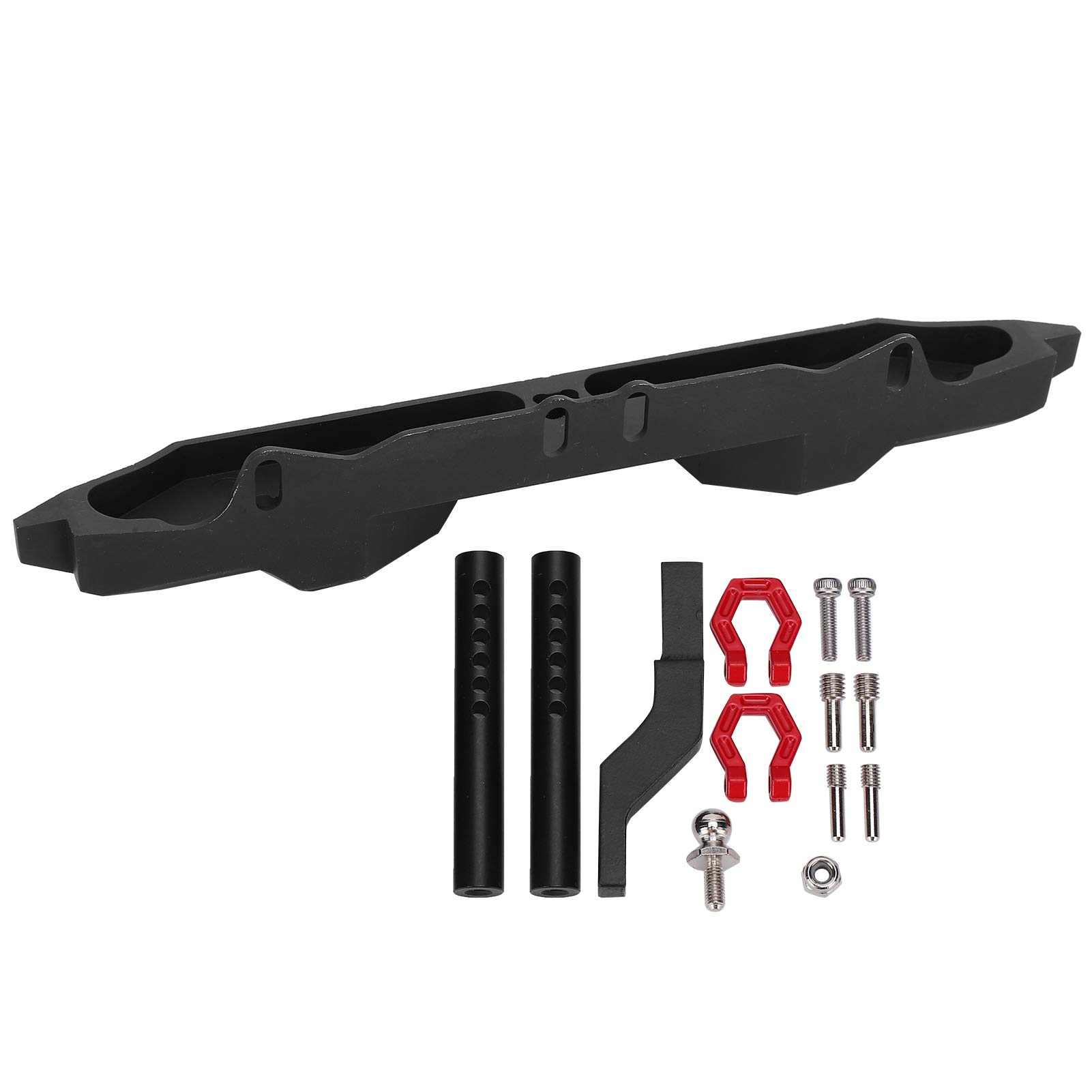 Drfeify RC Metal Rear Bumper with Trailer Buckle Accessories Kit - Compatible with SCX10 & TRX4 1/10 Scale RC Cars (Black) | Heavy-Duty Off-Road Protection for Crawlers & Trail Adventures