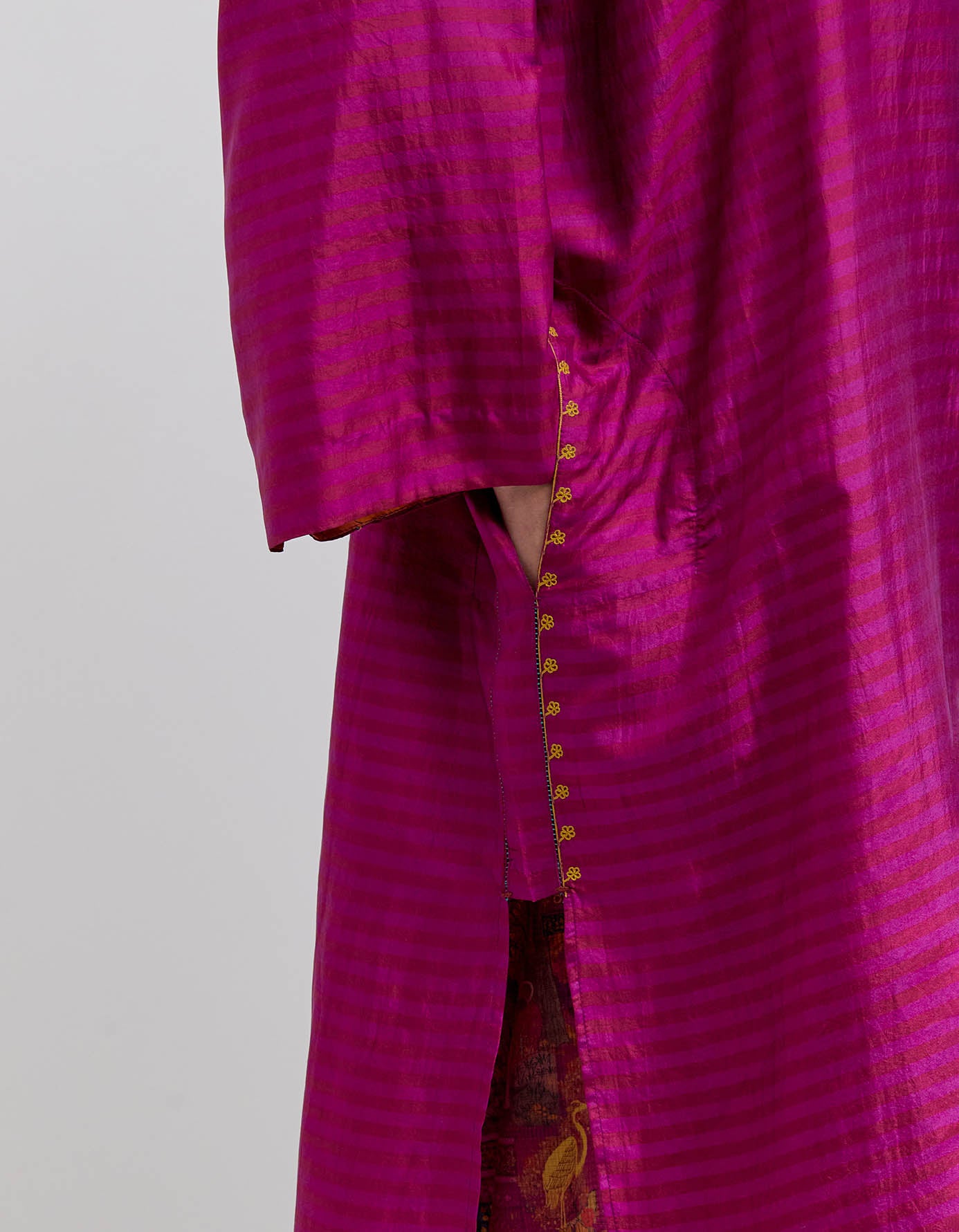 Firoza Silk Dupioni Check Purple Kurta - Elegant Indian Tunic for Women | Perfect for Festivals, Weddings & Special Occasions