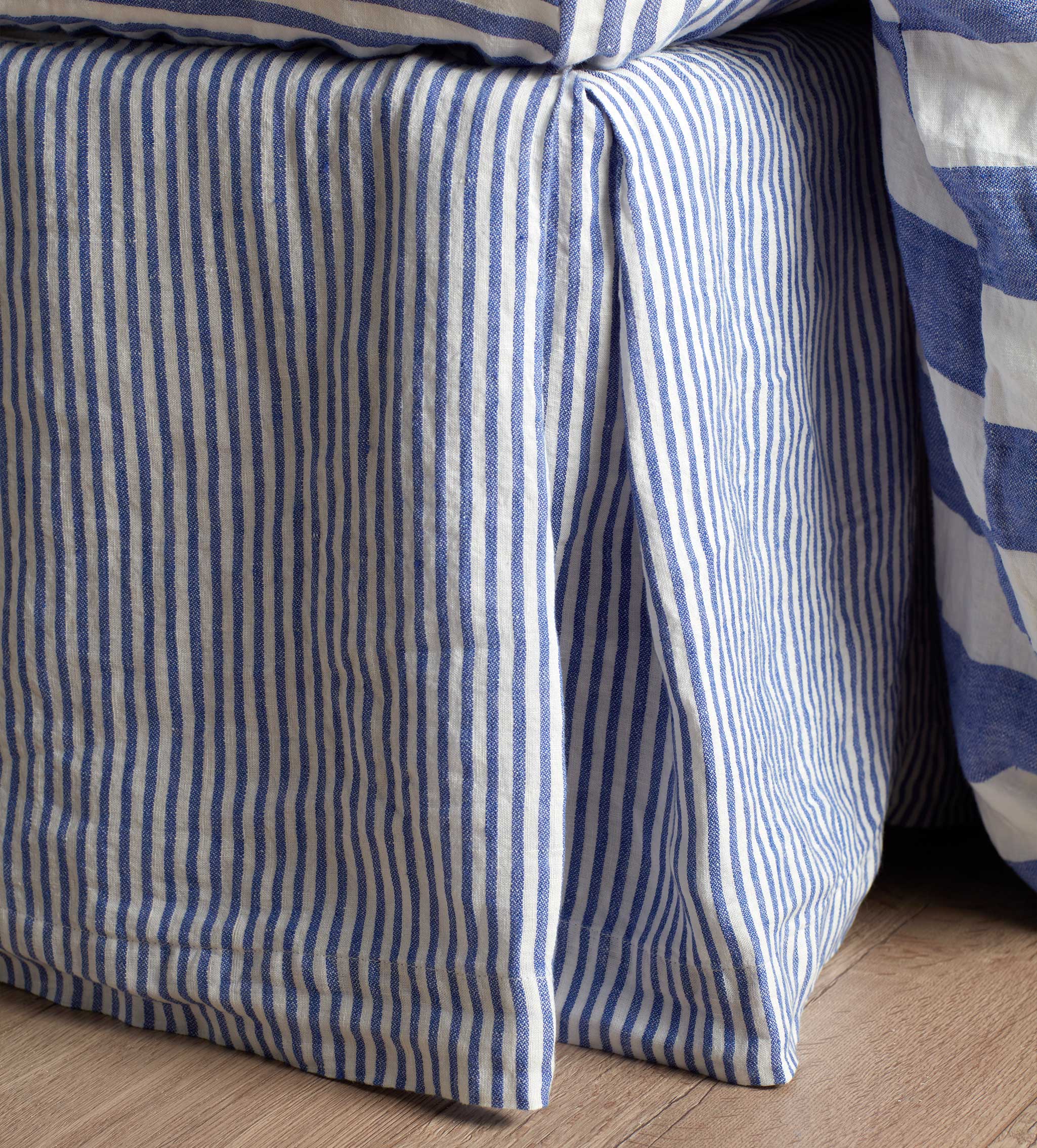 Premium 100% Linen Bedding Set - Cobalt Cora Stripe Design | Breathable & Soft Luxury Bed Sheets | Perfect for Summer & All-Season Comfort