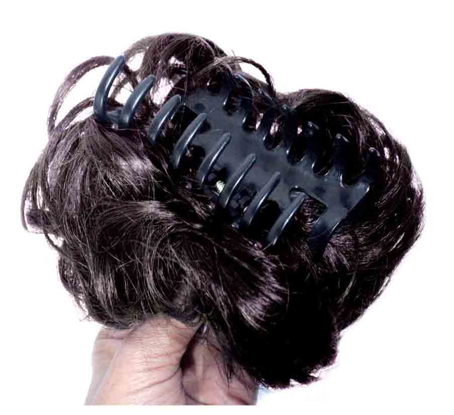 APOEM Artificial Juda Hair Bun Extension with Clutch - Black Hair Accessories for Women & Girls (Pack of 1) | Perfect for Weddings, Parties & Everyday Hairstyles
