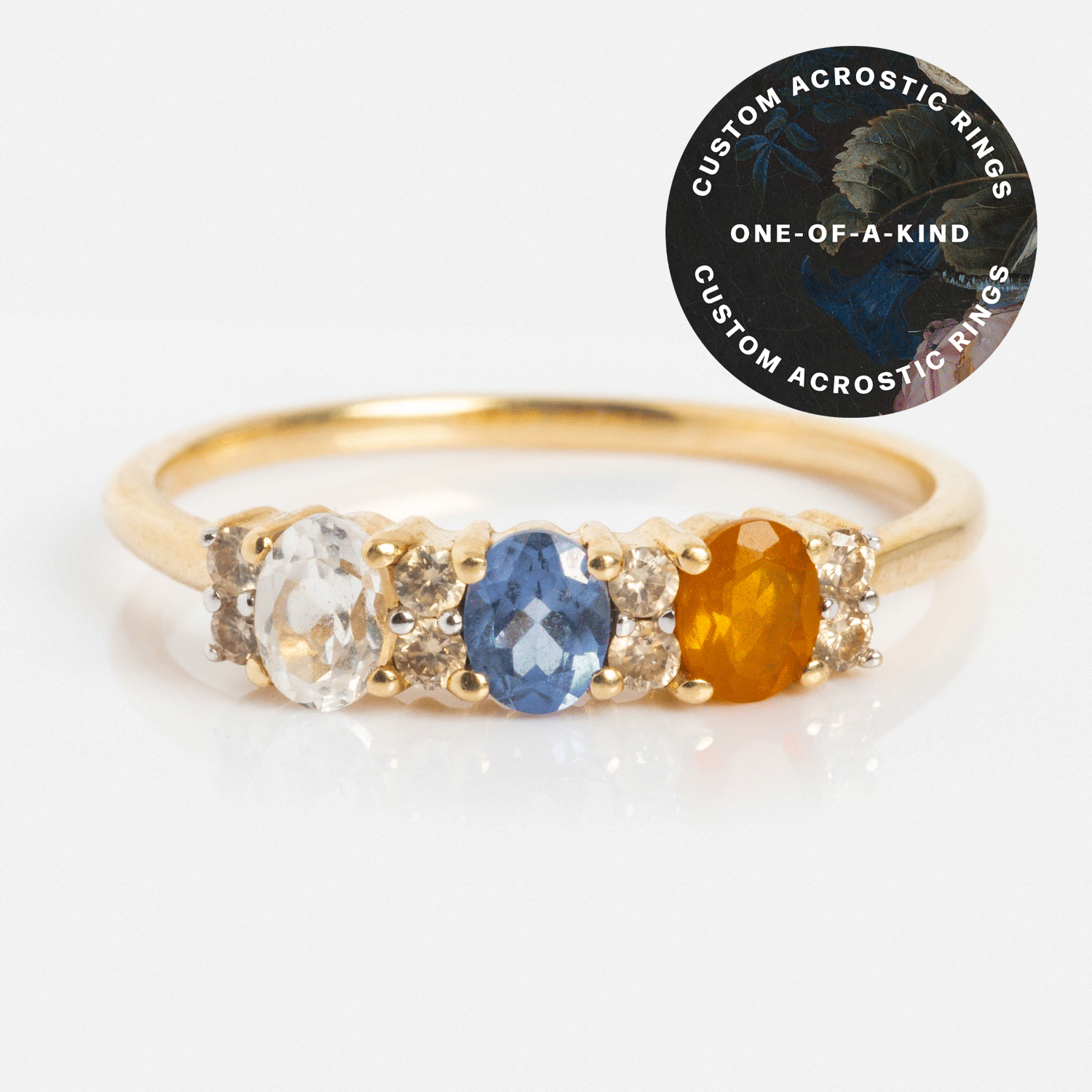 Personalized Acrostic Oval Gemstone Ring - Custom Name Birthstone Jewelry for Women, Perfect Gift for Anniversary, Birthday & Valentine's Day