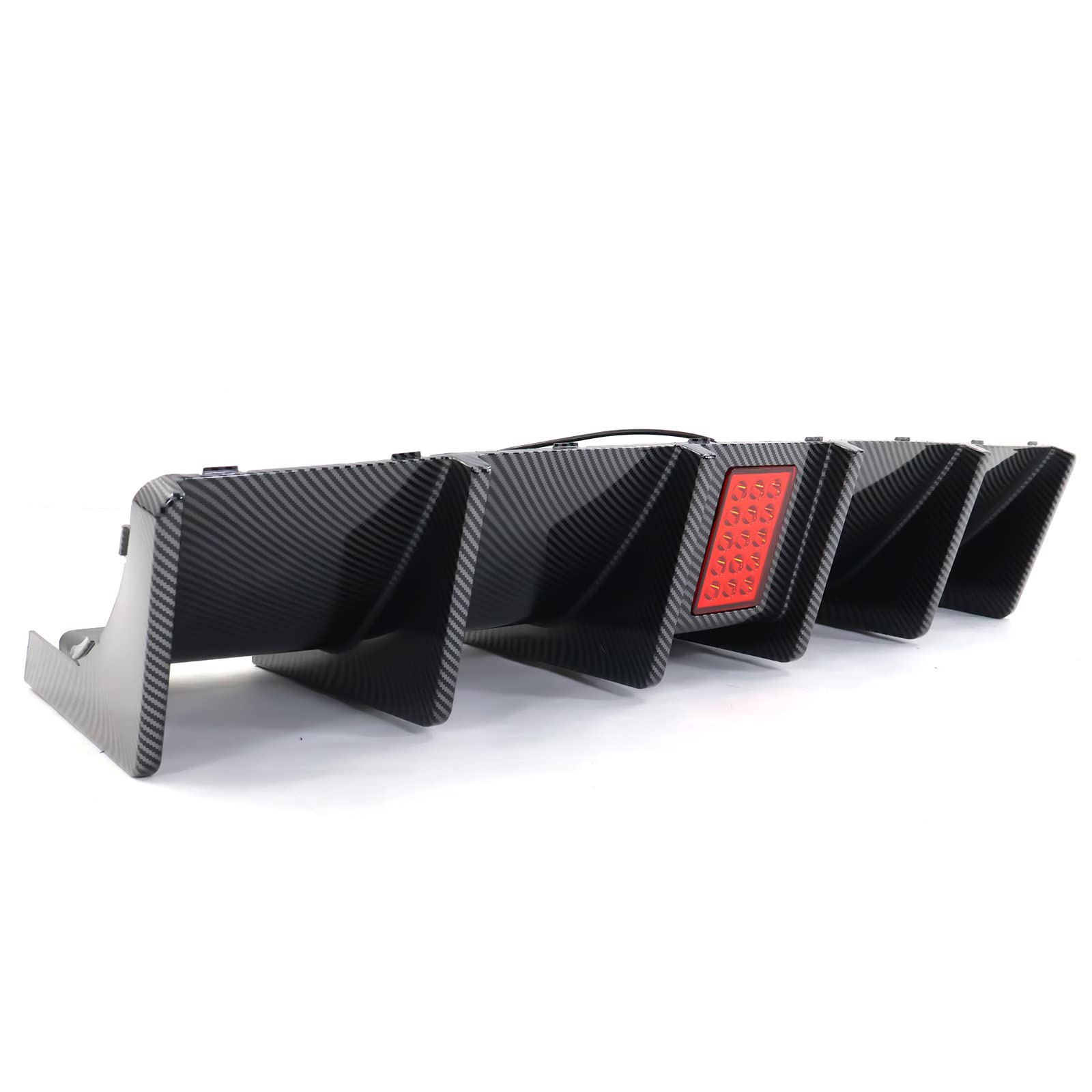 **FREEMOTOR802 IKON V4 Style Carbon Fiber Rear Bumper Diffuser Lip with LED Lights for 2015-2023 Dodge Charger – PP Material, Shark Fins Design – Perfect for Car Upgrades & Street Racing Style**