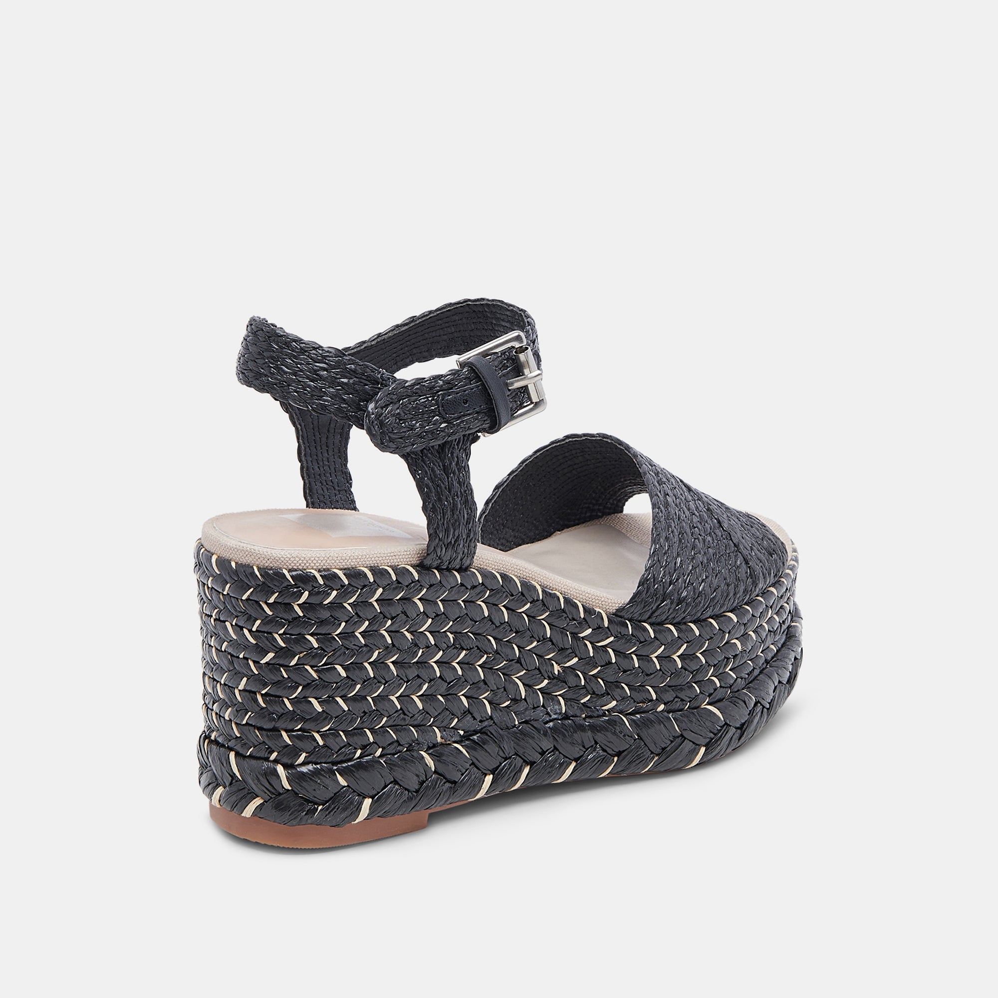 TIAGO WEDGES BLACK RAFFIA Sandals for Women - Comfortable Summer Espadrille Wedge Shoes | Perfect for Beach, Vacation & Casual Outfits