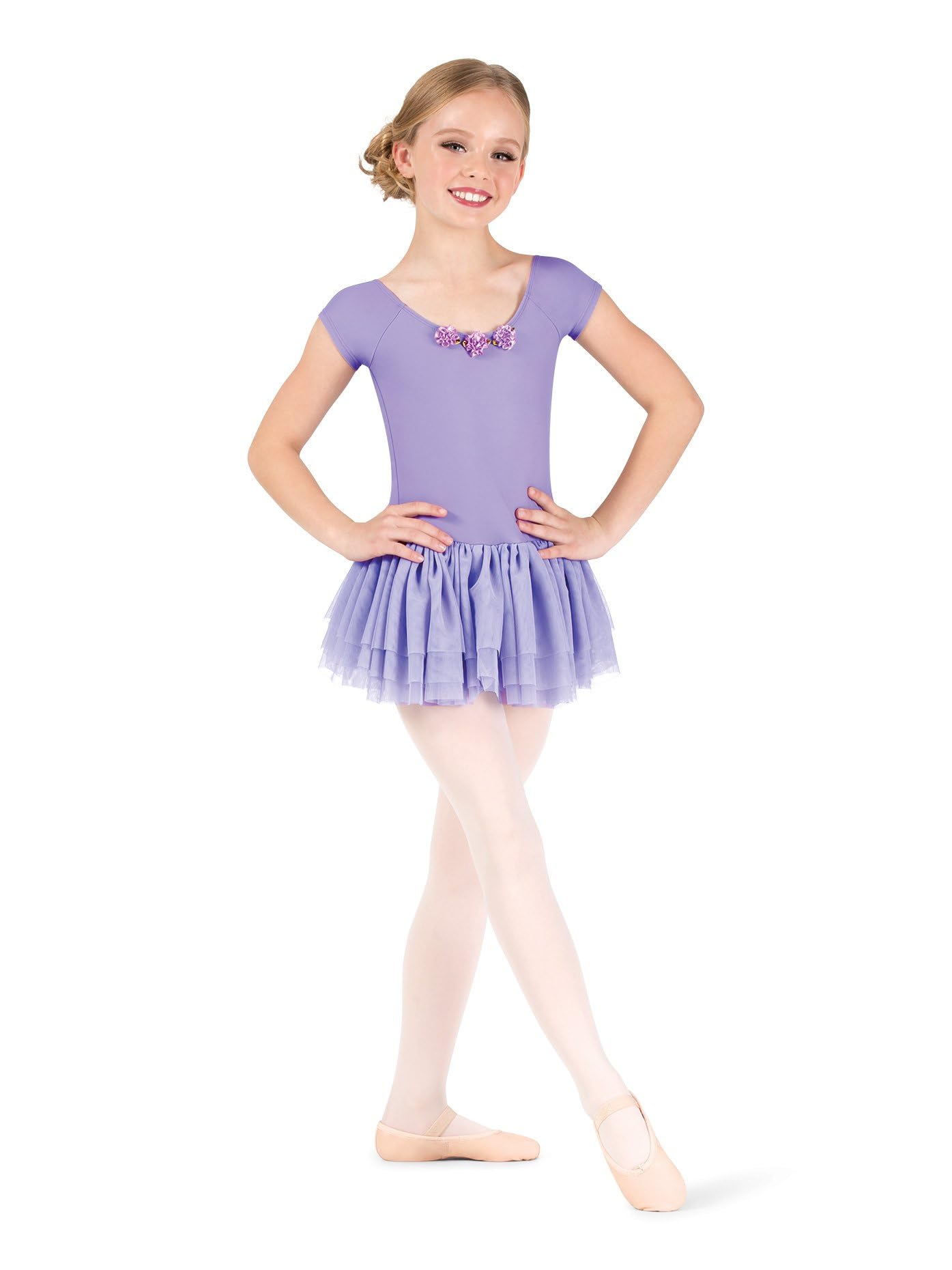 Girls Short Sleeve Dance Dress - Ballet, Jazz & Performance Costume for Kids - Perfect for Recitals, Competitions & Dance Classes