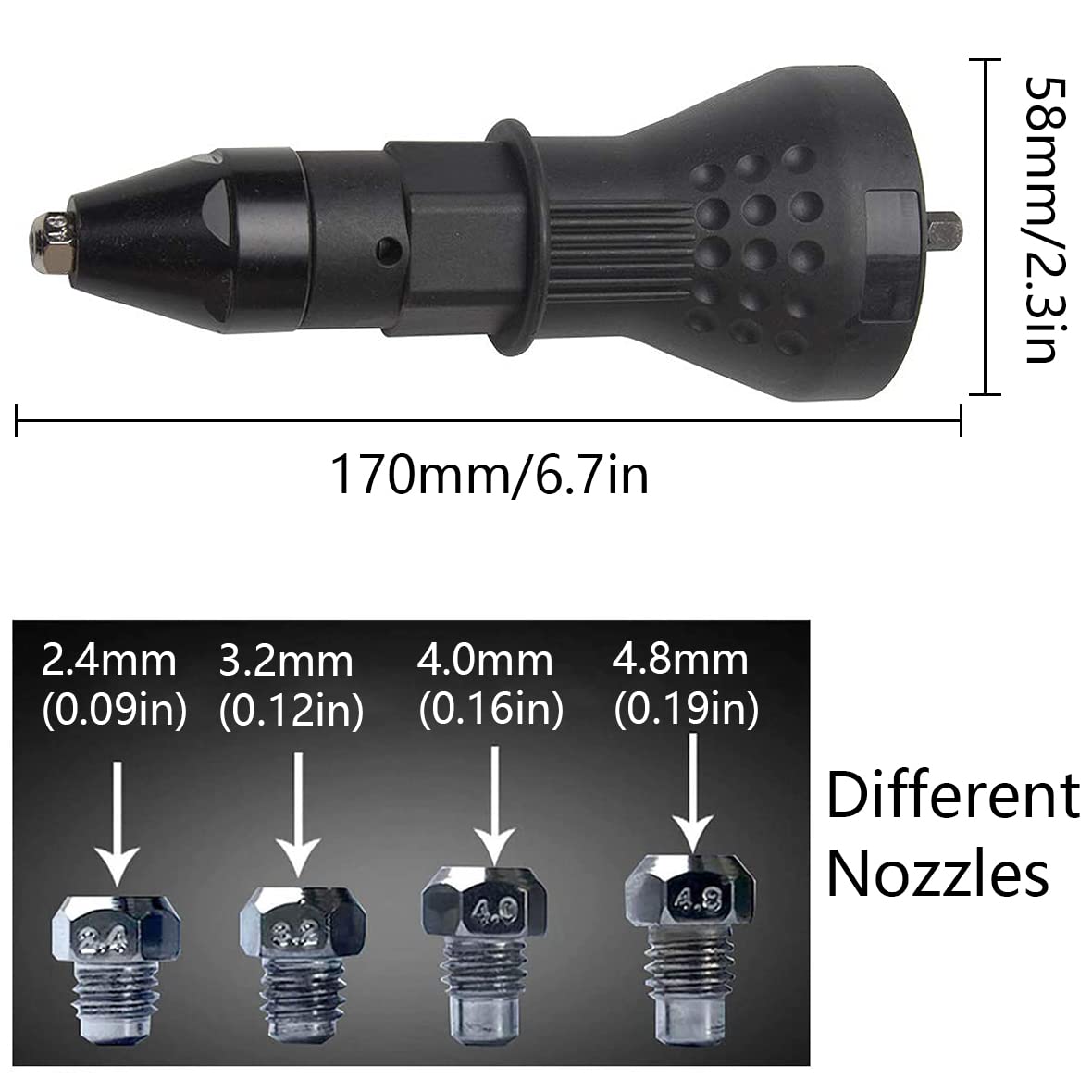 Cordless Rivet Gun Kit with Riveter Adapter - Electric Drill Tool Accessories for Insert Nuts & Rivet Attachments | Perfect for DIY Projects, Metalworking, and Automotive Repairs