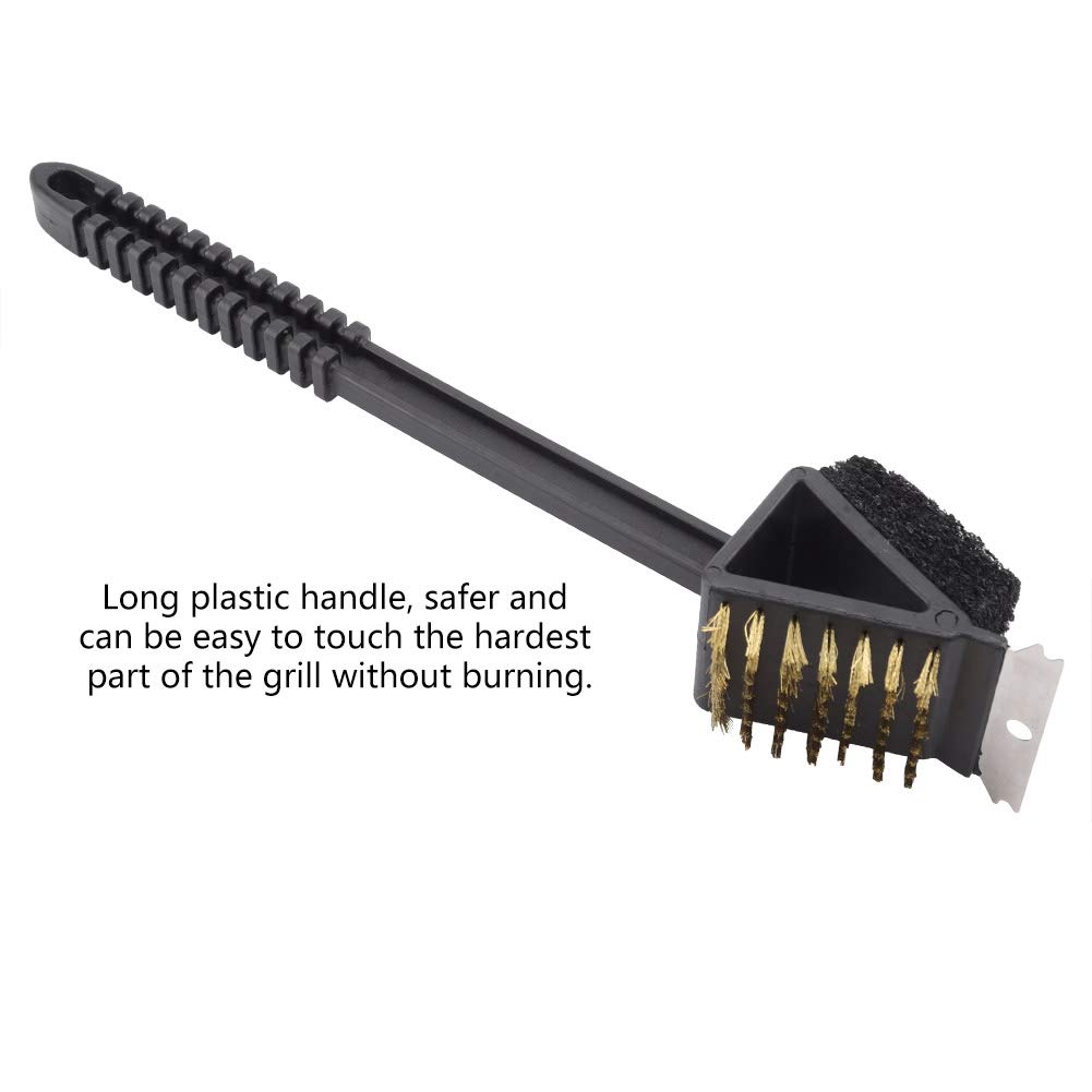 Stainless Steel Grill Brush with Long Handle - Heavy Duty BBQ Cleaning Brush for Grill Grates, Barbecue & Kitchen Tools - Perfect for Outdoor Cooking, Camping & Backyard BBQs