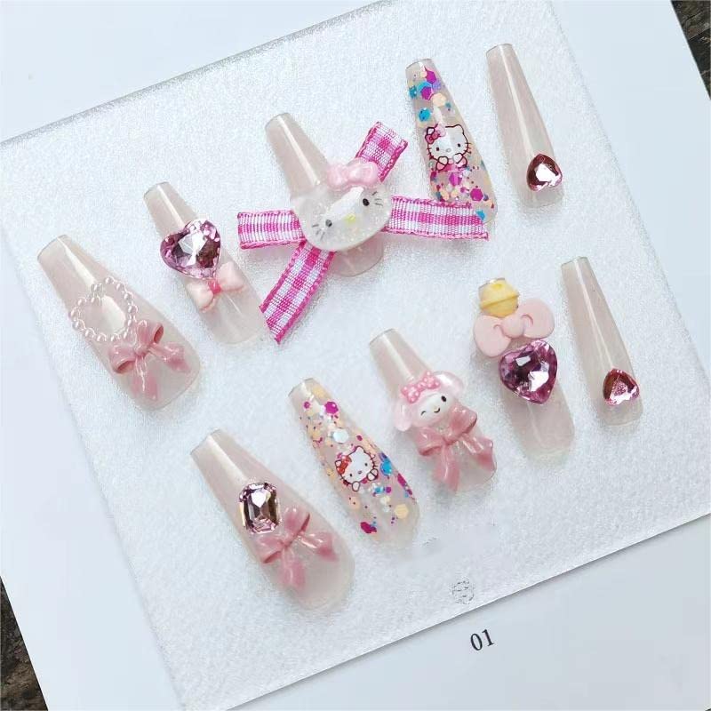 Pink Bow Rhinestone Kitty