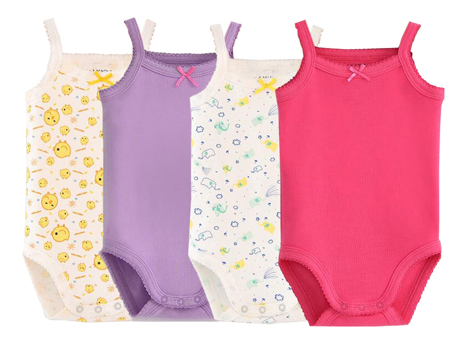 Baby Girls Spaghetti Strap Bodysuit - Sleeveless Cotton Tank Top Onesie (3-Pack) | Soft Summer Outfit for Newborns & Infants | Perfect for Playtime, Beach & Family Photos