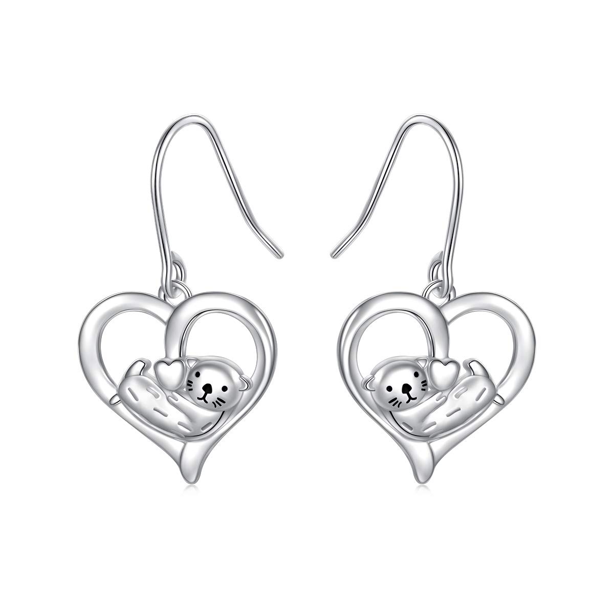 Yearace 925 Sterling Silver Sea Otter Dangle Earrings for Women & Teens - Cute Animal Jewelry Gift for Birthday, Christmas & Everyday Wear