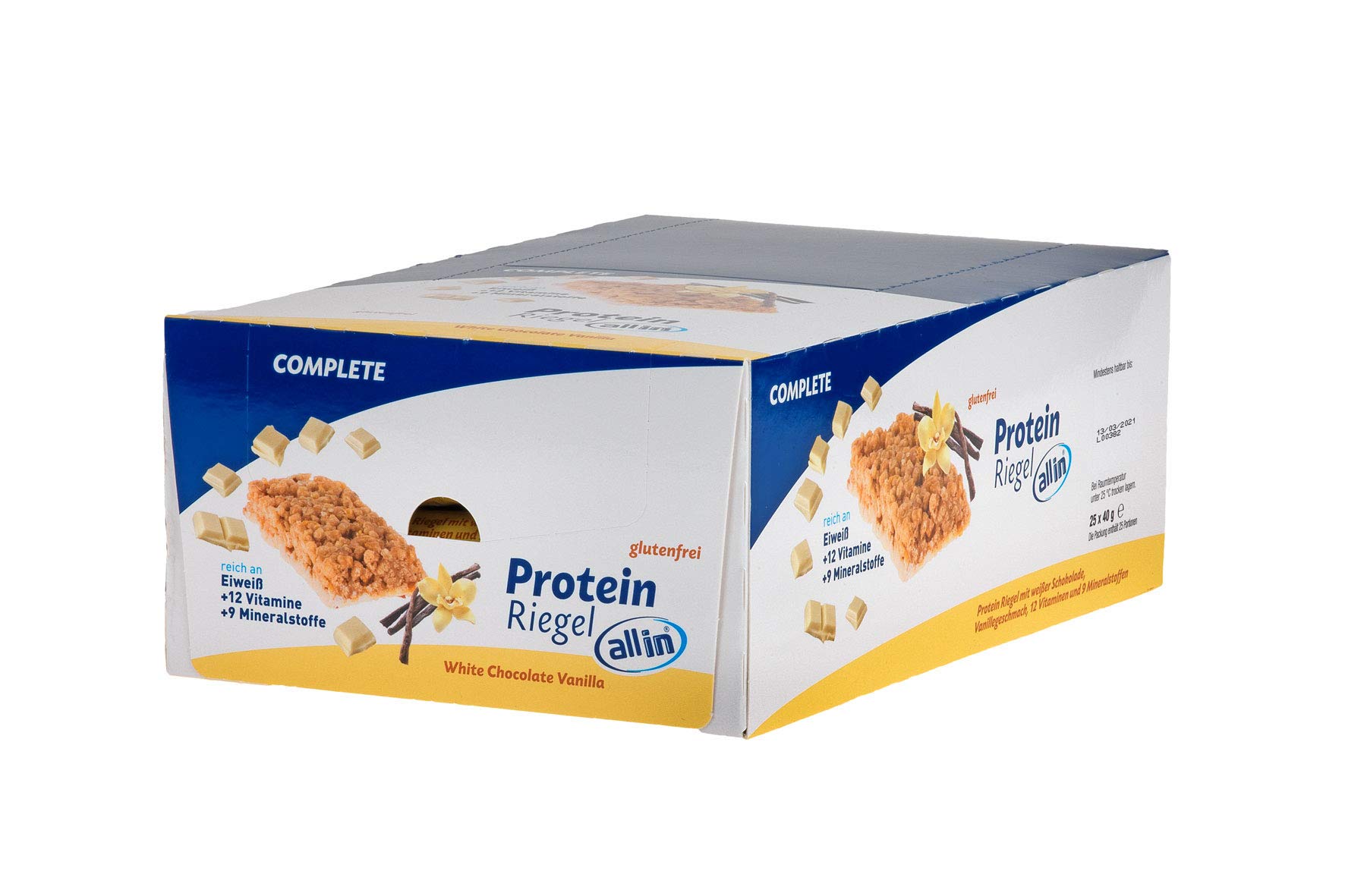 All in® COMPLETE Protein Bar White Chocolate & Vanilla 25-Pack (40g Each) - High Protein Snack with White Chocolate & Vanilla | Meal Replacement Bar for Fitness, Weight Loss & On-the-Go Nutrition | Perfect for Gym, Work & Healthy Lifestyle