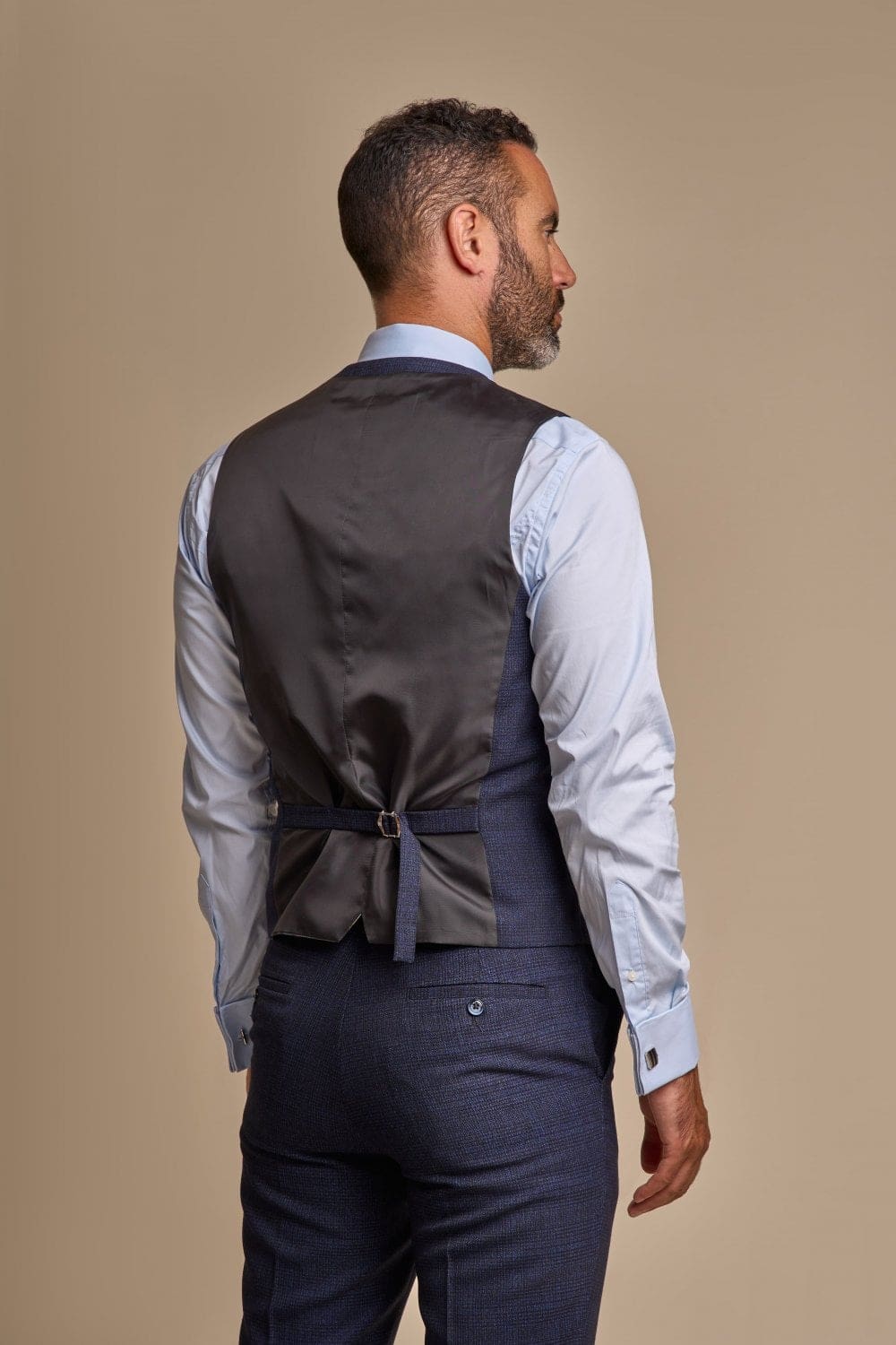 Cavani Caridi Men's Navy Tweed Waistcoat Vest - Slim Fit Formal Vest for Weddings, Business & Special Occasions