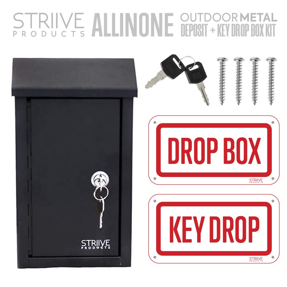 Secure Key Drop Box for Outside – Wall Mount Locking Mailbox with Safe Drop Slot | Tamper-Resistant Metal Storage for Keys, Cash & Documents | Weatherproof Outdoor Security Box with Reflective Sign – Perfect for Home, Office & Vacation Rental Key Exchange