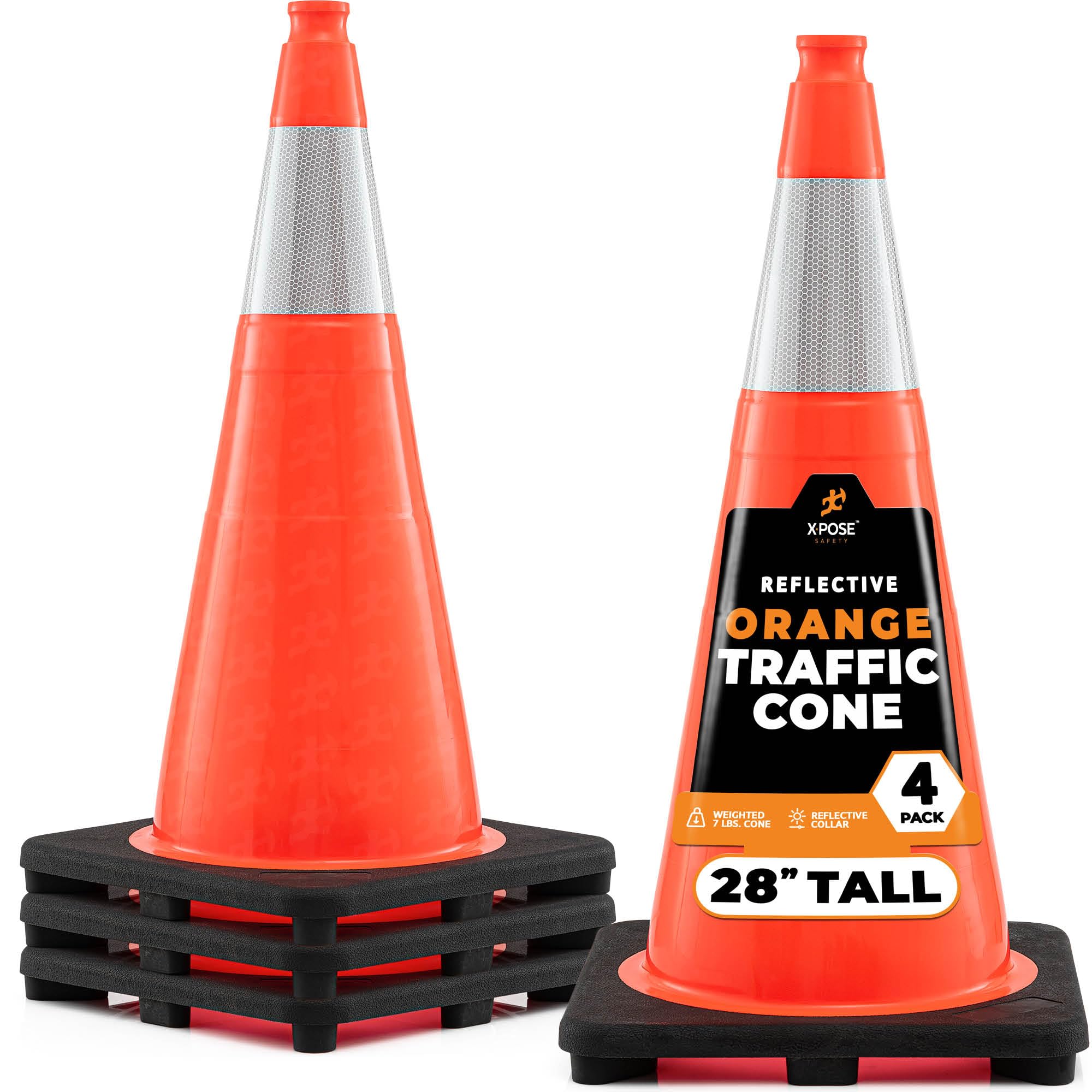 Xpose Safety 28 Inch Orange Traffic Cones with 6