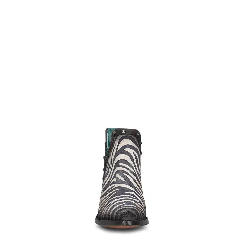 Z2012 Women's Western Leather Ankle Boots - Corral White & Black Zebra Print - Stylish Cowgirl Boots for Rodeo, Country Dancing & Casual Wear