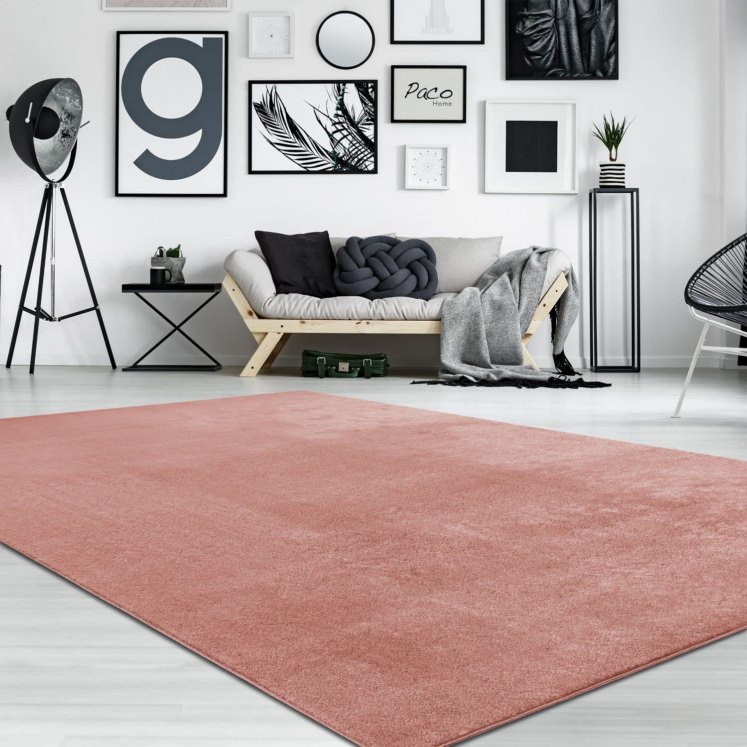 Soft Washable Pink Cozy Anti-Slip Solid Color Area Rug 6'7