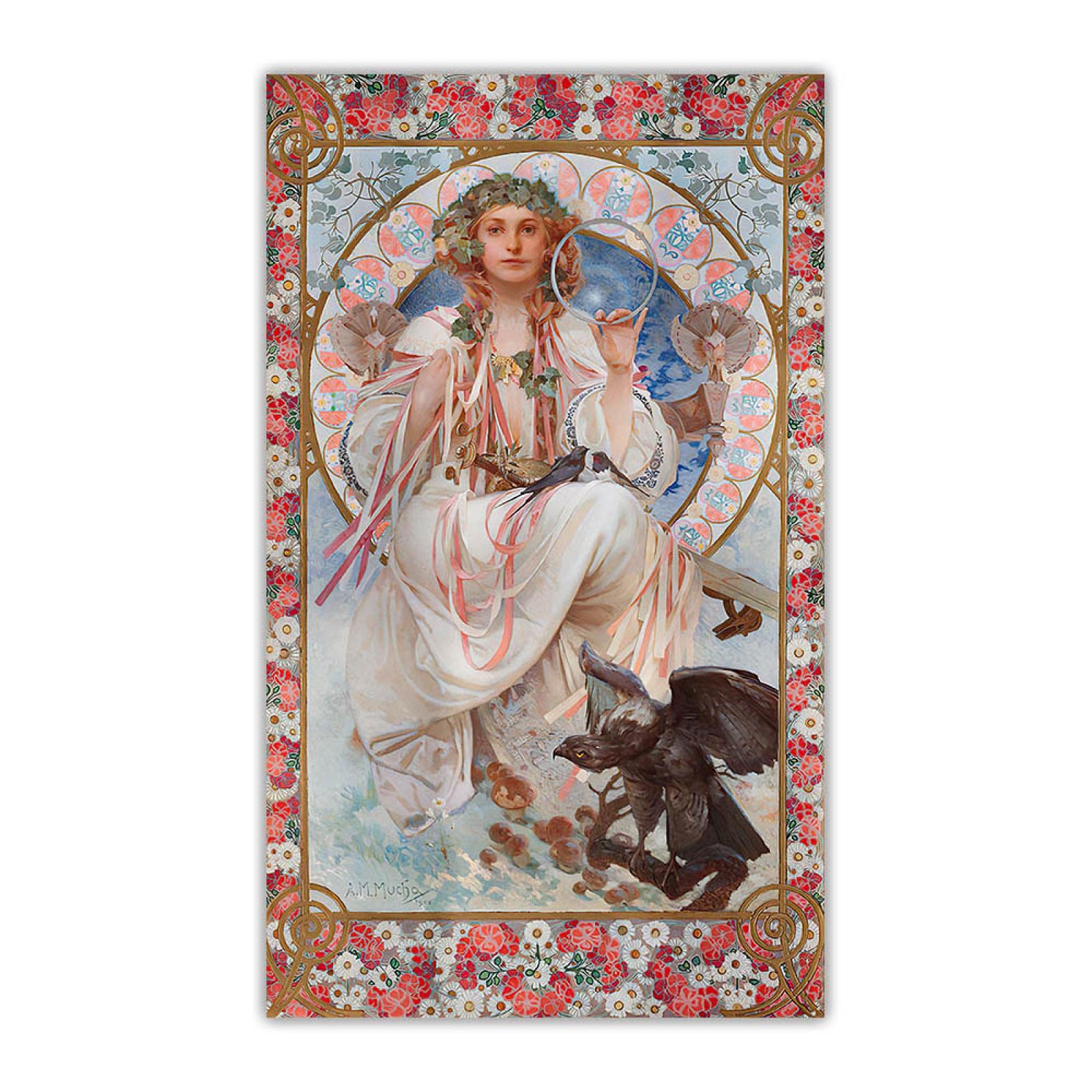 Alphonse Mucha 'Josephine Crane-Bradley as Slavia' Famous Woman Portrait Oil Painting Reproduction - 50x85cm (20x34in) Canvas Print Wall Art for Living Room, Bedroom & Office Decor | Frameless Artwork | Vintage Home Decoration
