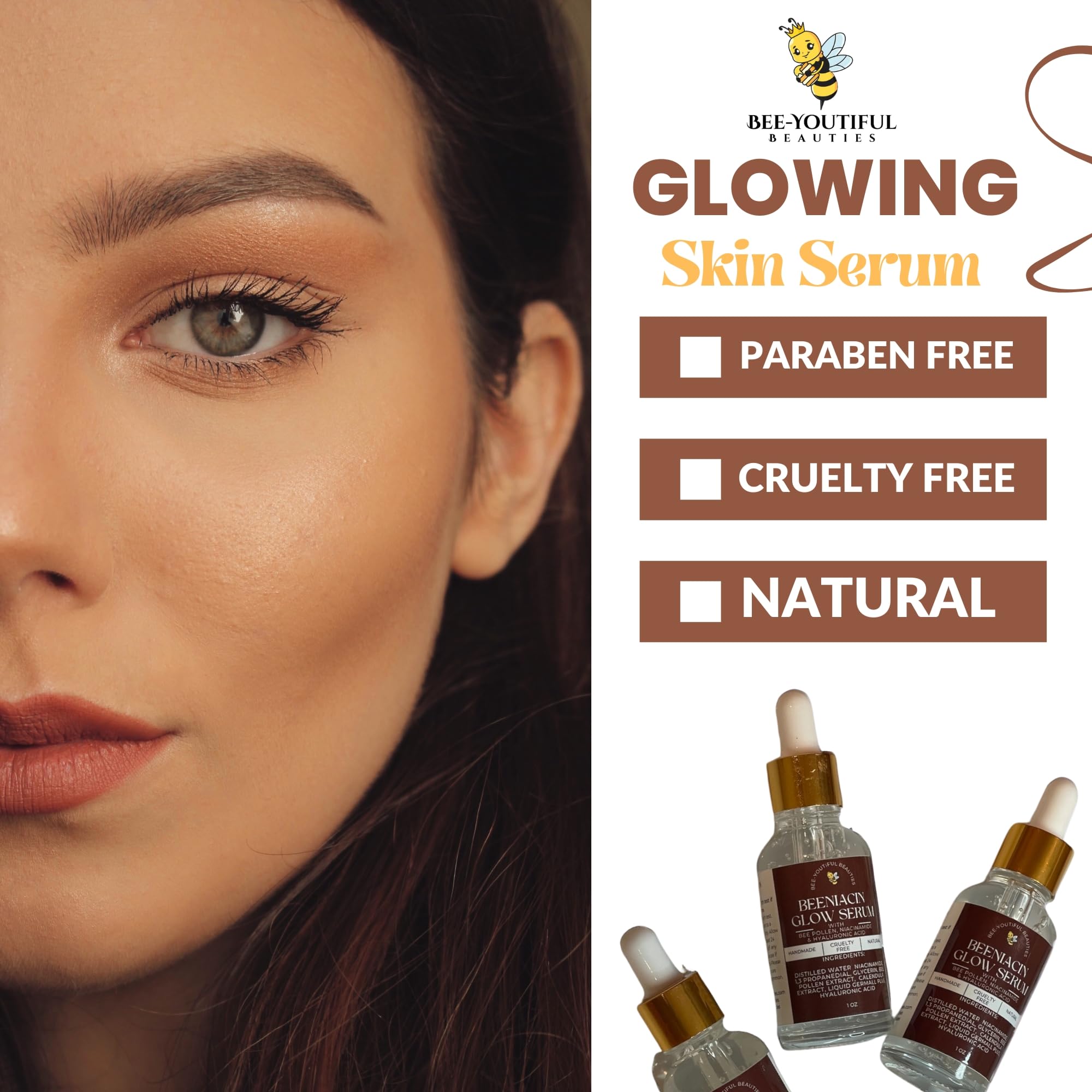 Beeniacin Glow Serum - Hydrating & Brightening Facial Moisturizer for All Skin Types | 0.5 oz | Achieve Radiant Skin for Day & Night Use