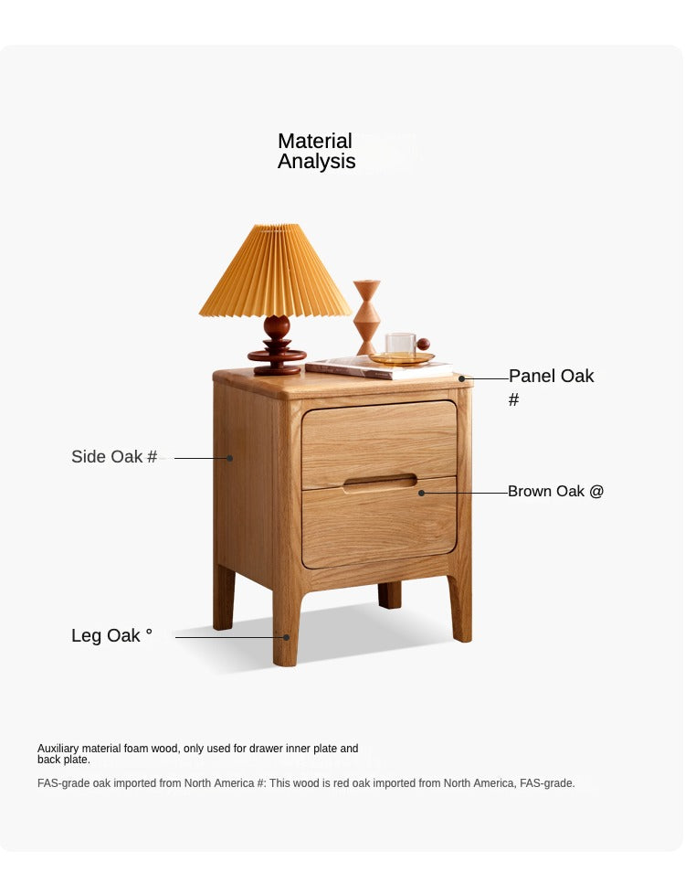 Solid Oak Wood Nightstand - Sturdy Bedside Table with Drawer for Bedroom, Living Room, or Guest Room - Perfect for Storage and Decor