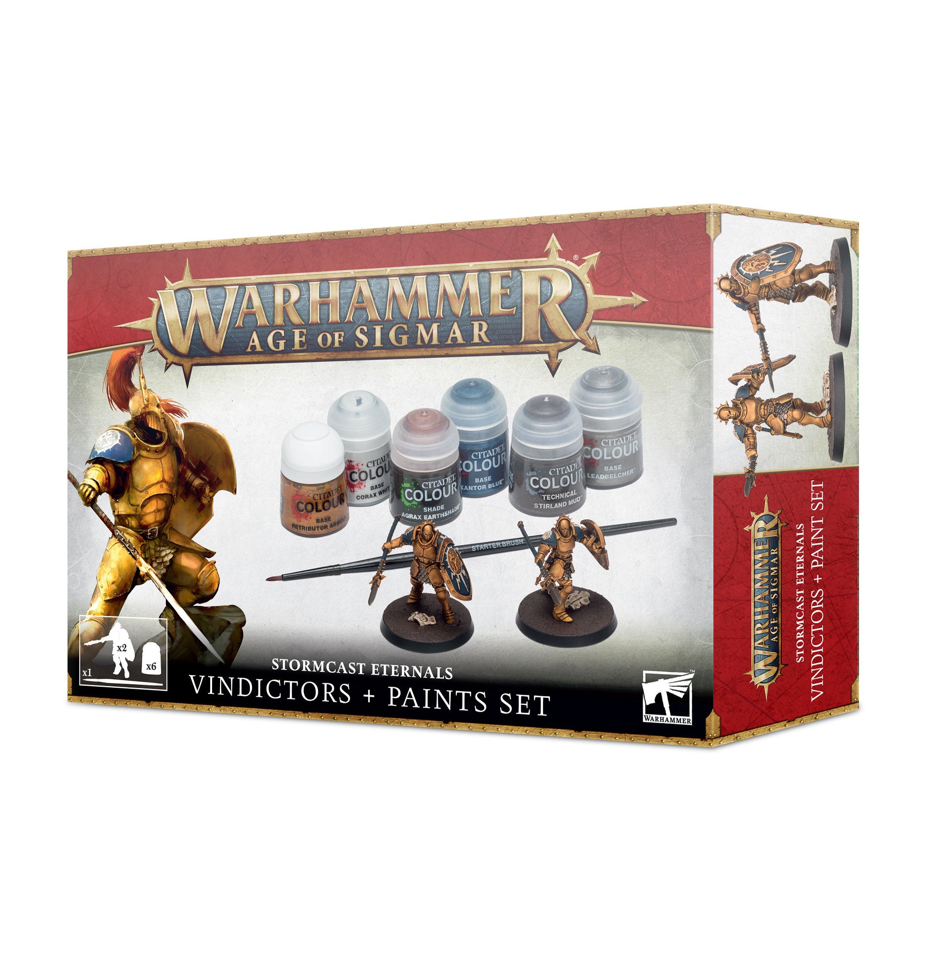 Age of Sigmar: Stormcast Eternals Vindictors Paint Set - 3rd Edition Miniature Painting Kit for Wargaming & Tabletop Battles