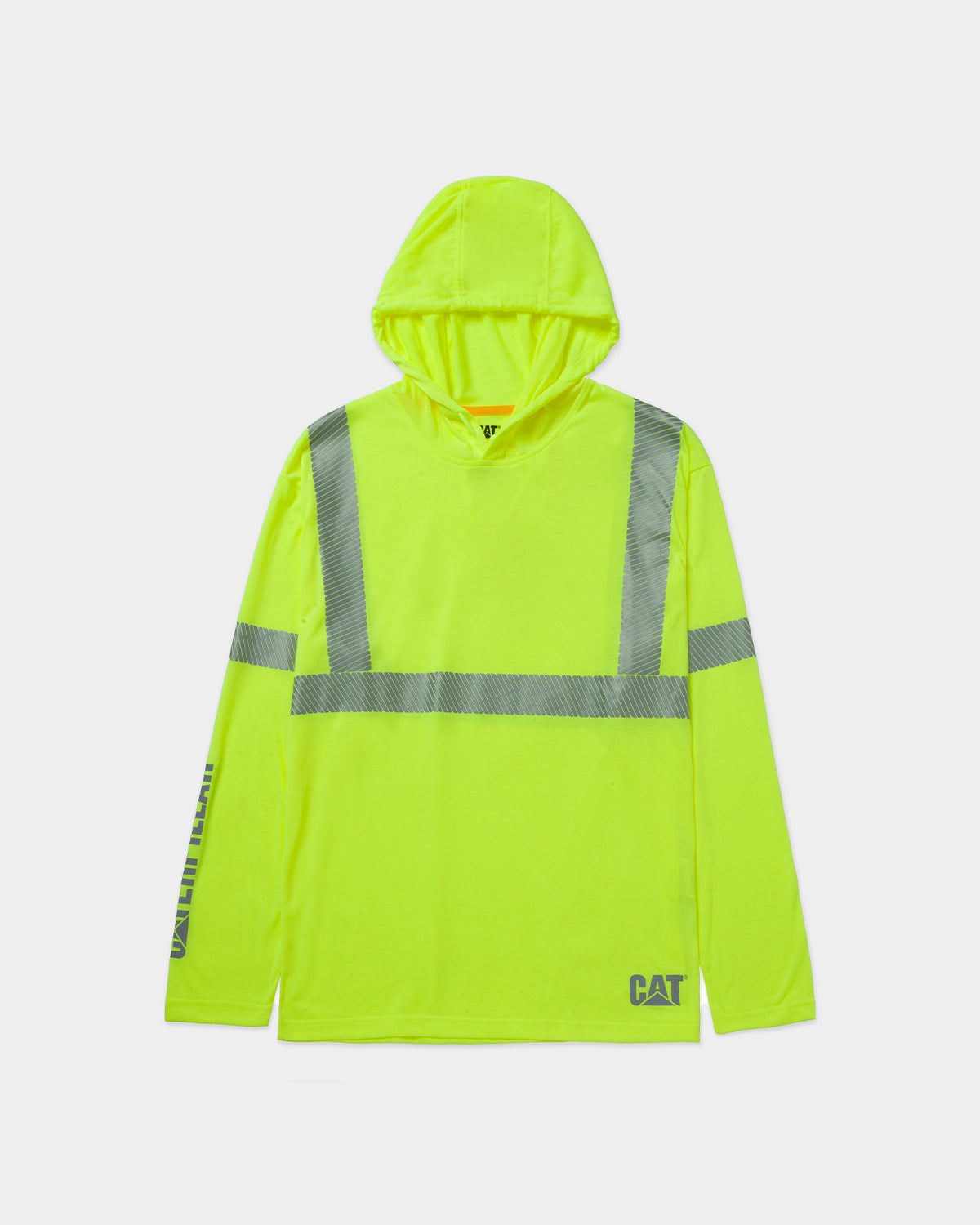 ANSI Certified High Visibility UPF Hooded Long Sleeve T-Shirt for Men - Safety Workwear for Construction, Roadwork & Outdoor Activities