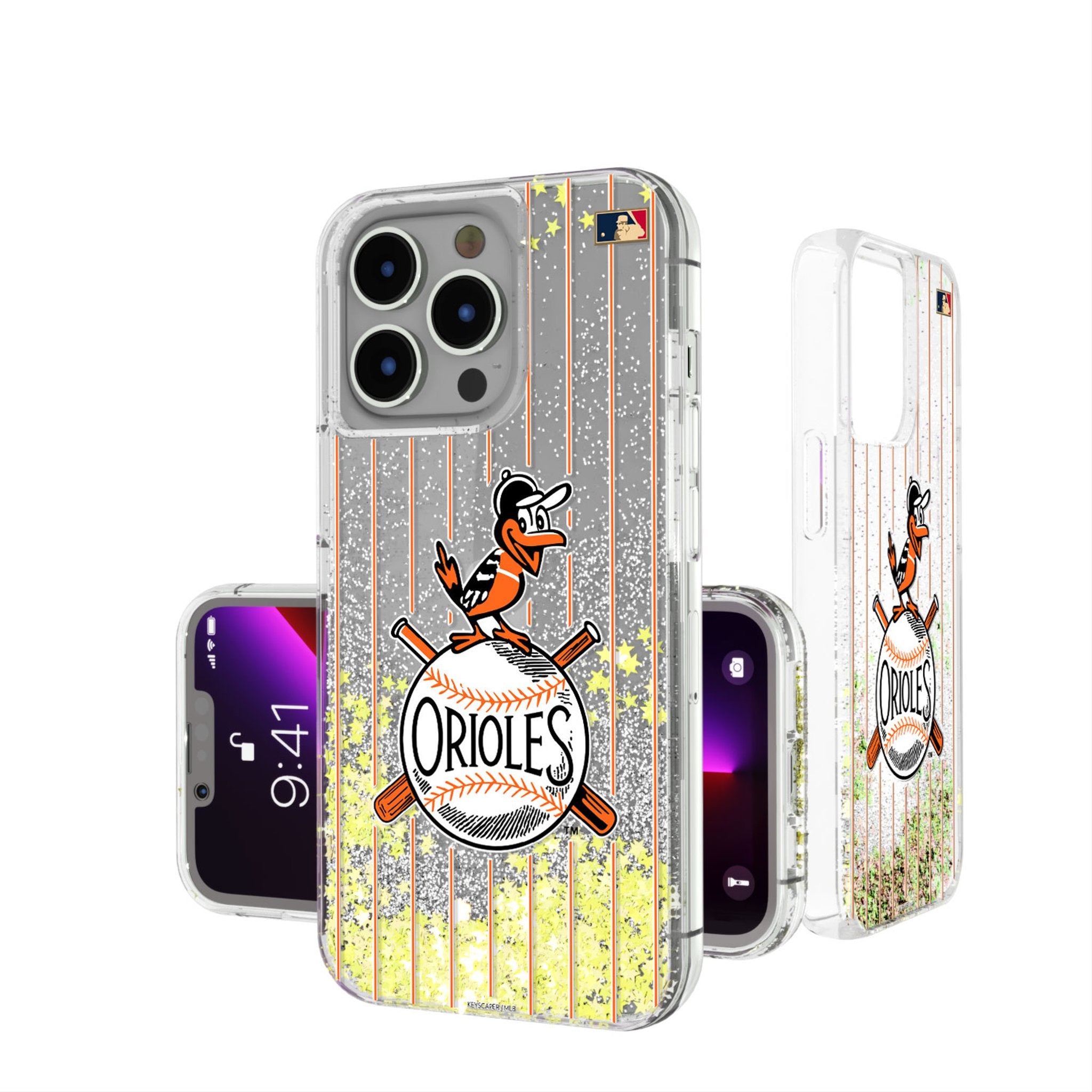 Baltimore Orioles 1954-1963 Cooperstown Collection Pinstripe Glitter Phone Case for iPhone & Samsung - Vintage Baseball Team Design for Fans & Collectors - Perfect for Game Day & Sports Memorabilia Display