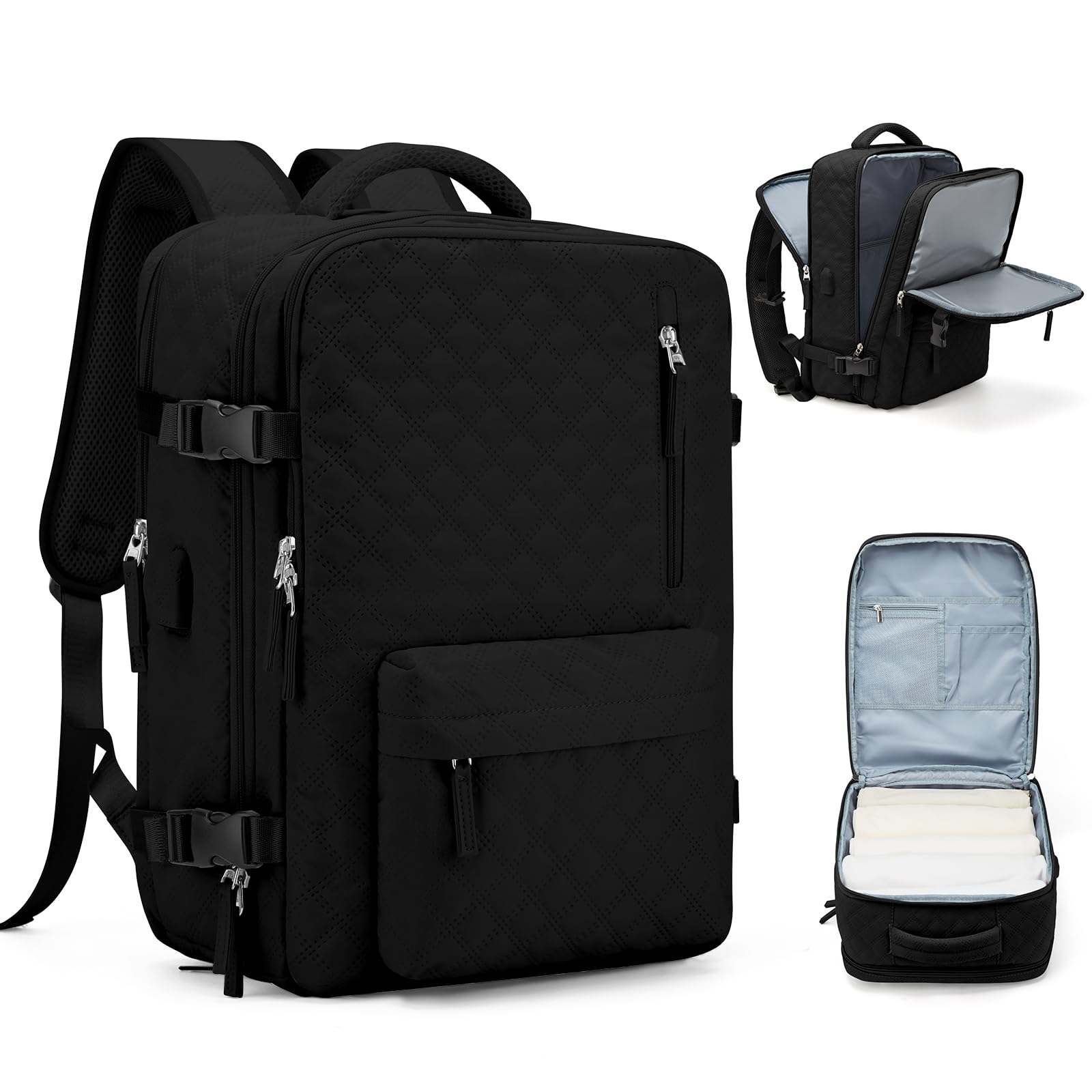 Underseat Carry On Backpack for Women - Airplane Approved Cabin Bag, 14 Inch Laptop Backpack for Business Travel & Casual Work (K1-Black) | Perfect Personal Item for Flights & Commuting