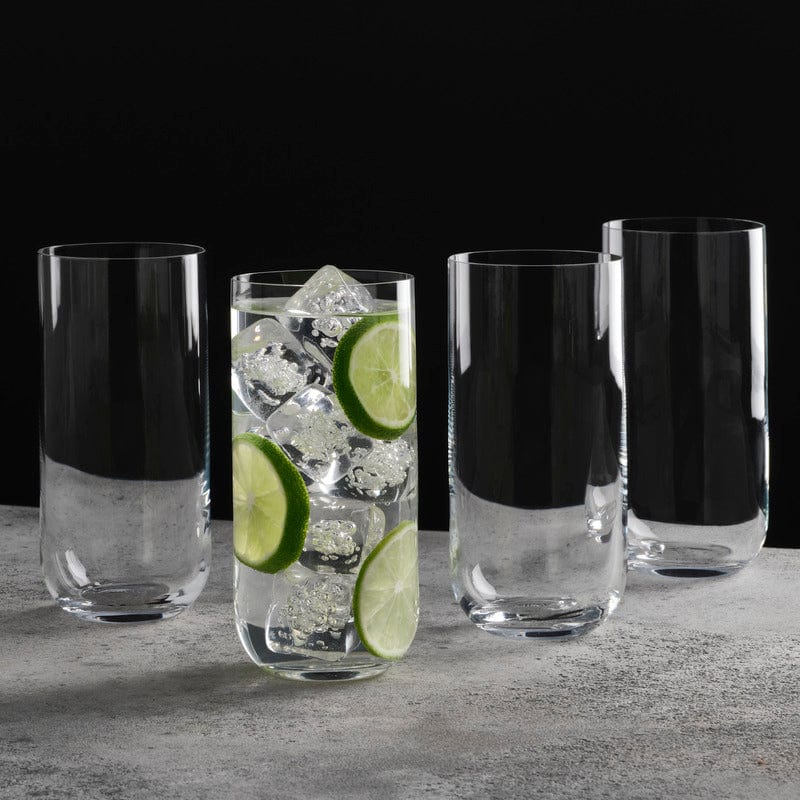 Premium Upton Set of 4 Crystal Clear Highball Glasses - 16oz Tall Drinking Glasses for Cocktails, Iced Tea & Smoothies - Perfect for Home Bars, Parties & Gift Giving