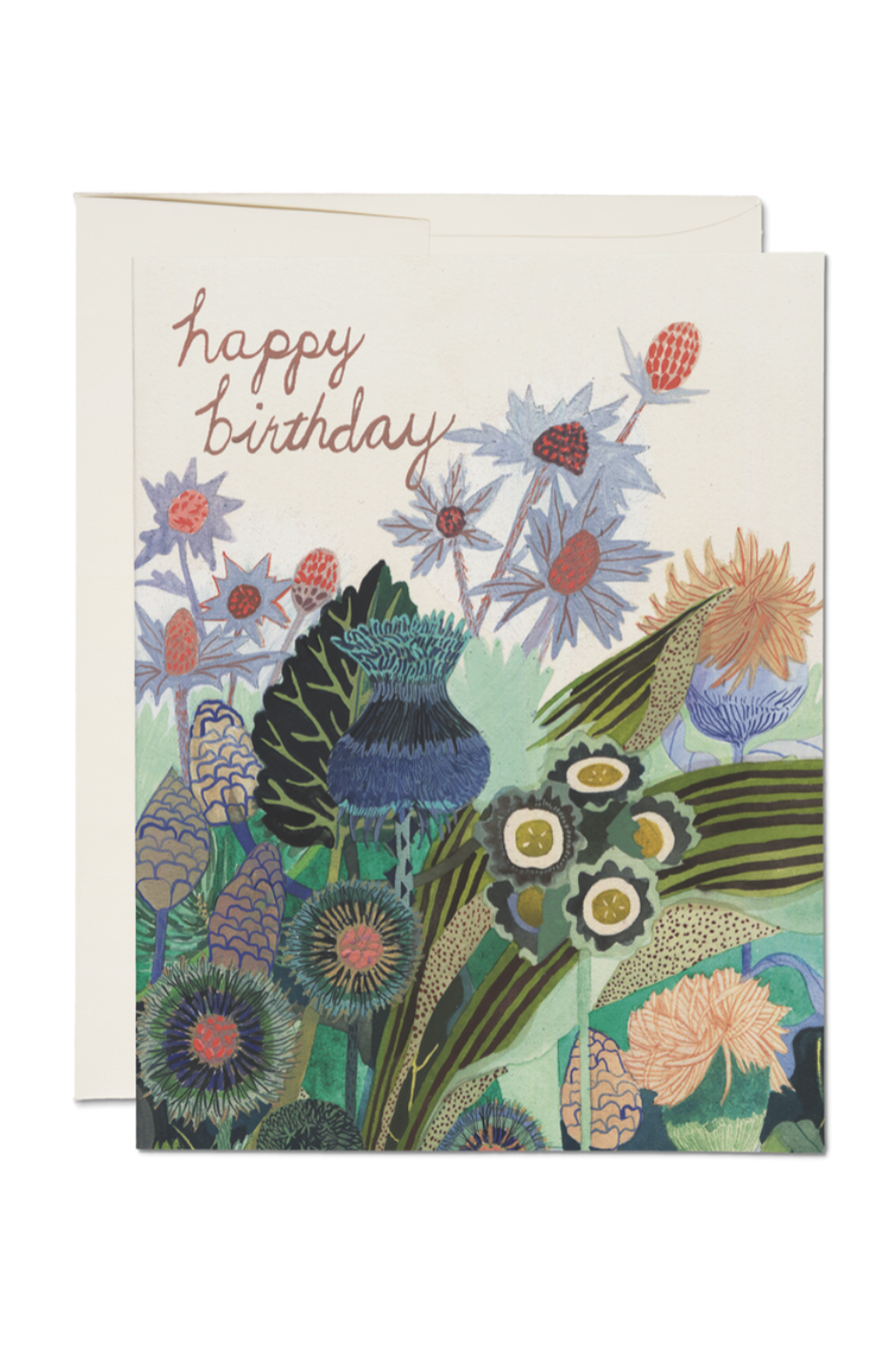 Beautiful Thistle Birthday Card - Floral Greeting Card for Birthday Wishes - Perfect for Scottish-Themed Parties & Special Occasions